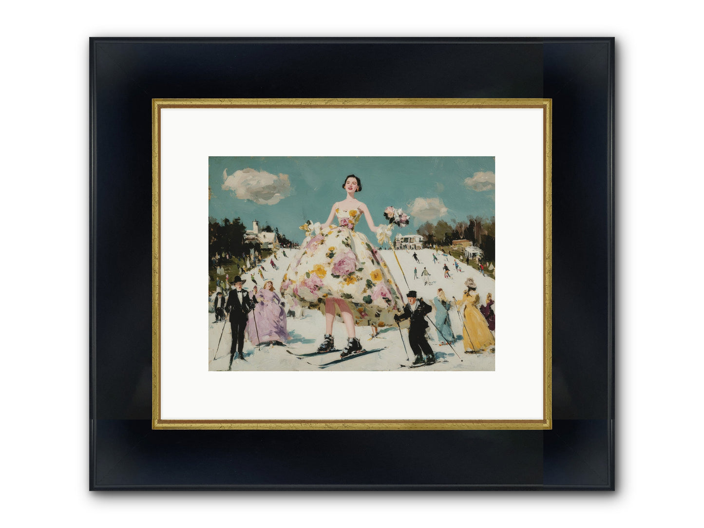 Silverpine Mosaic Framed Print - Wide Black w/Gold 12x9