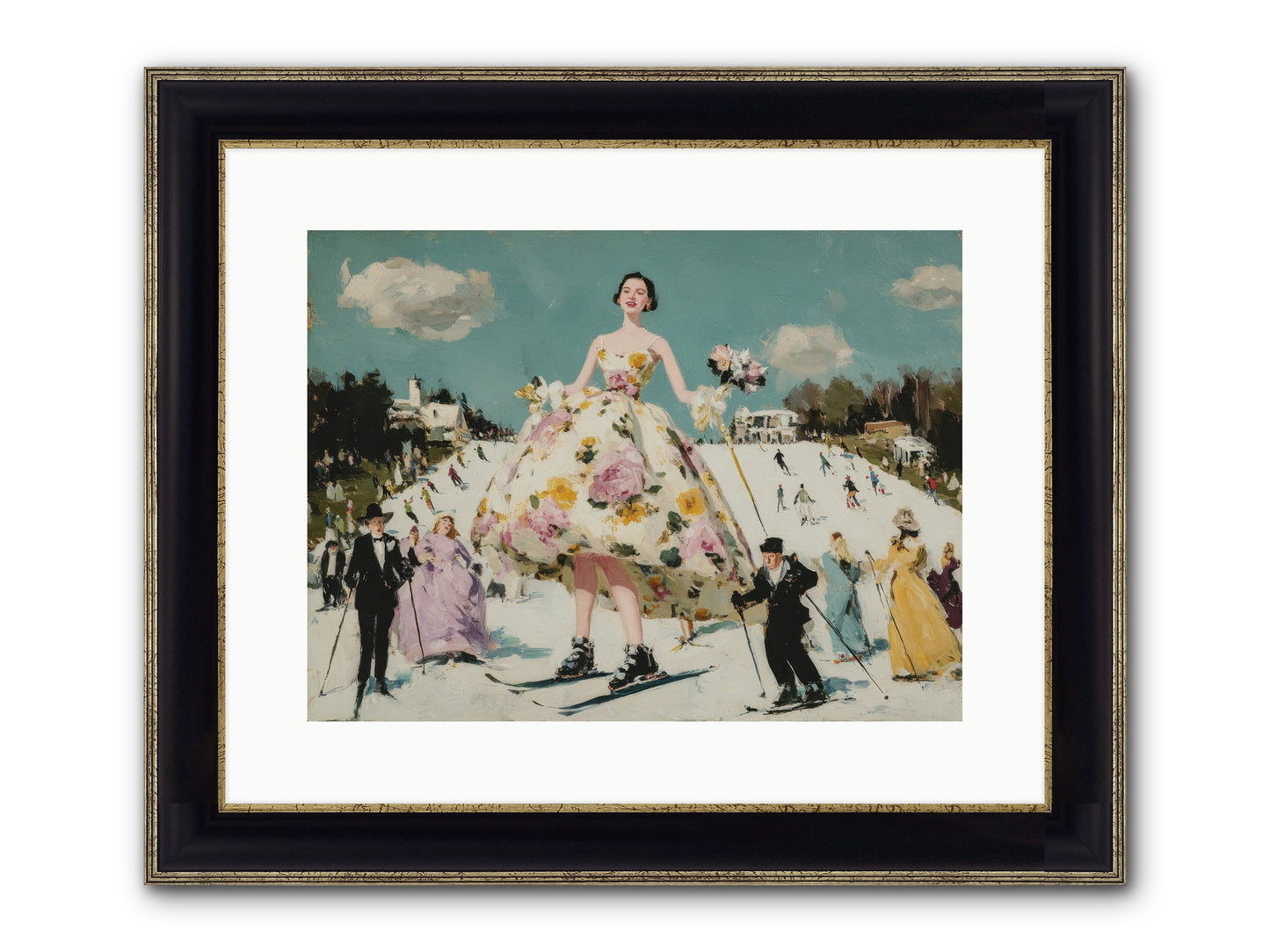 Silverpine Mosaic Framed Print - Black & Gold 16x12