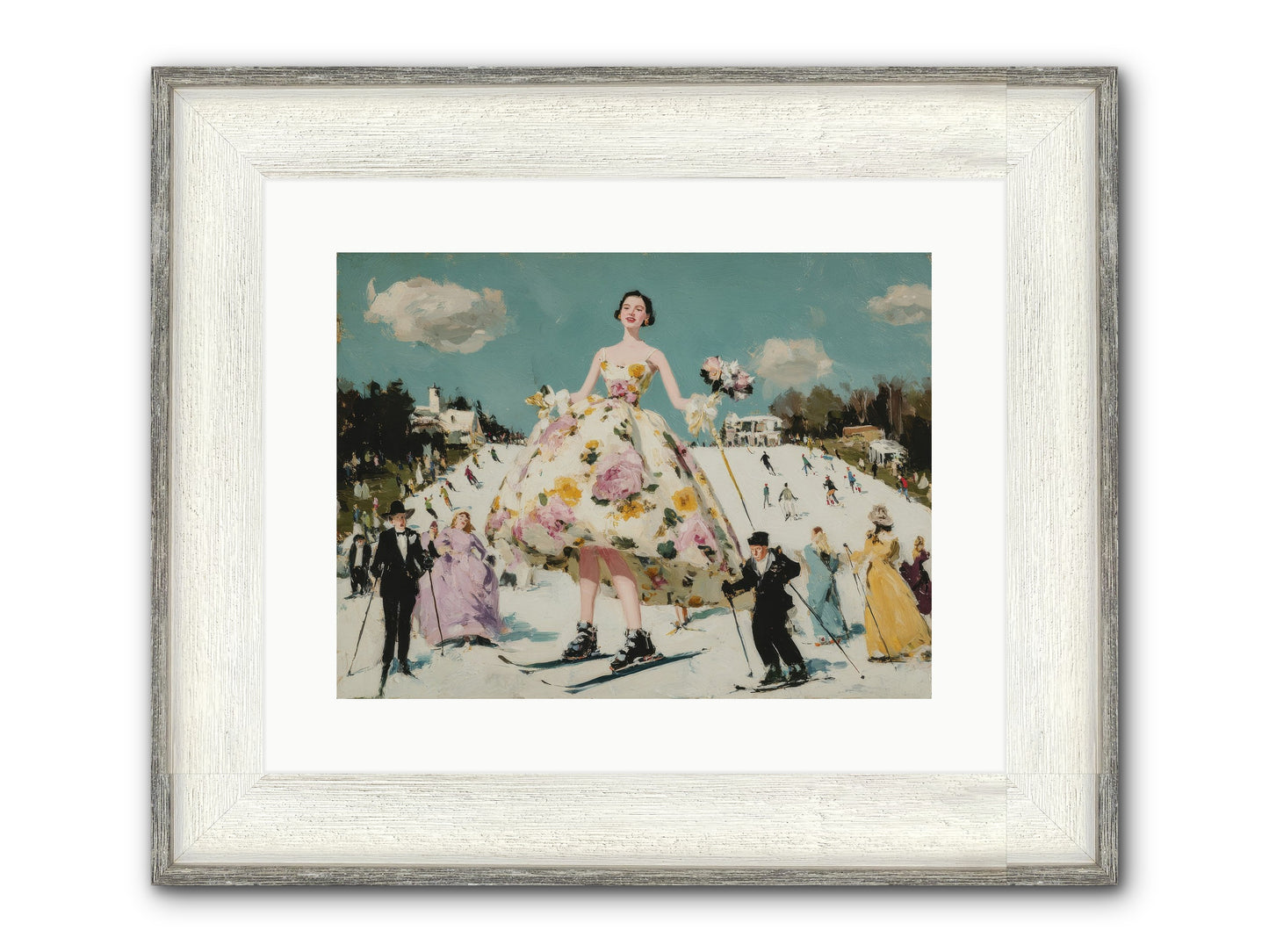 Silverpine Mosaic Framed Print - Driftwood White 16x12