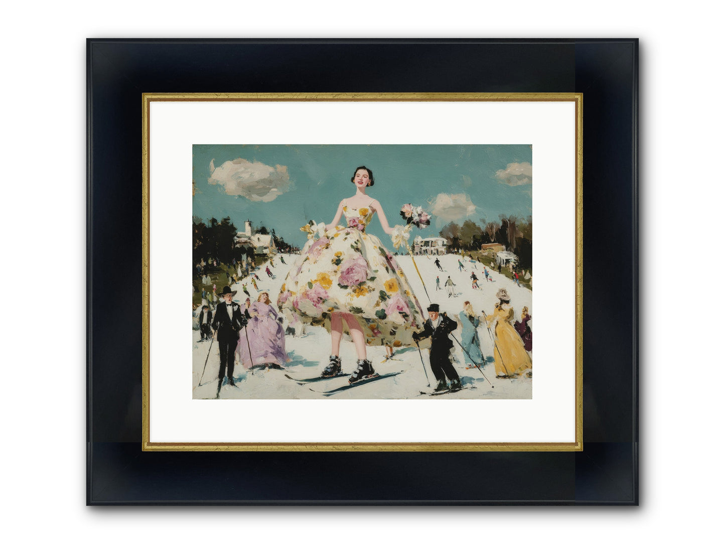 Silverpine Mosaic Framed Print - Wide Black w/Gold 16x12