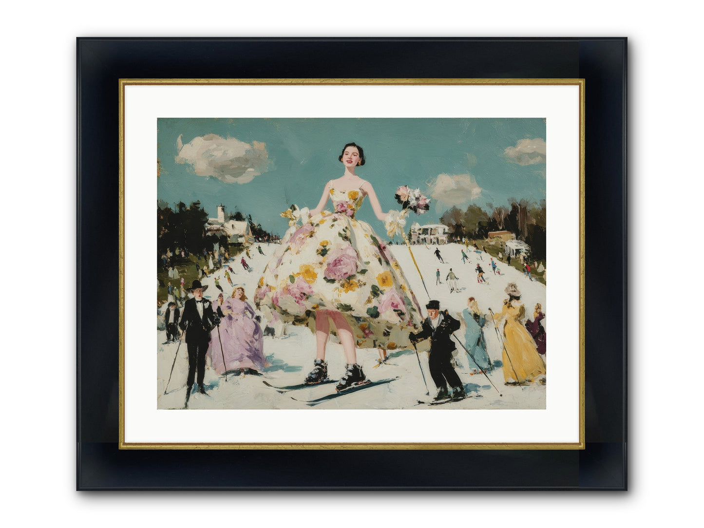 Silverpine Mosaic Framed Print - Wide Black w/Gold 24x18
