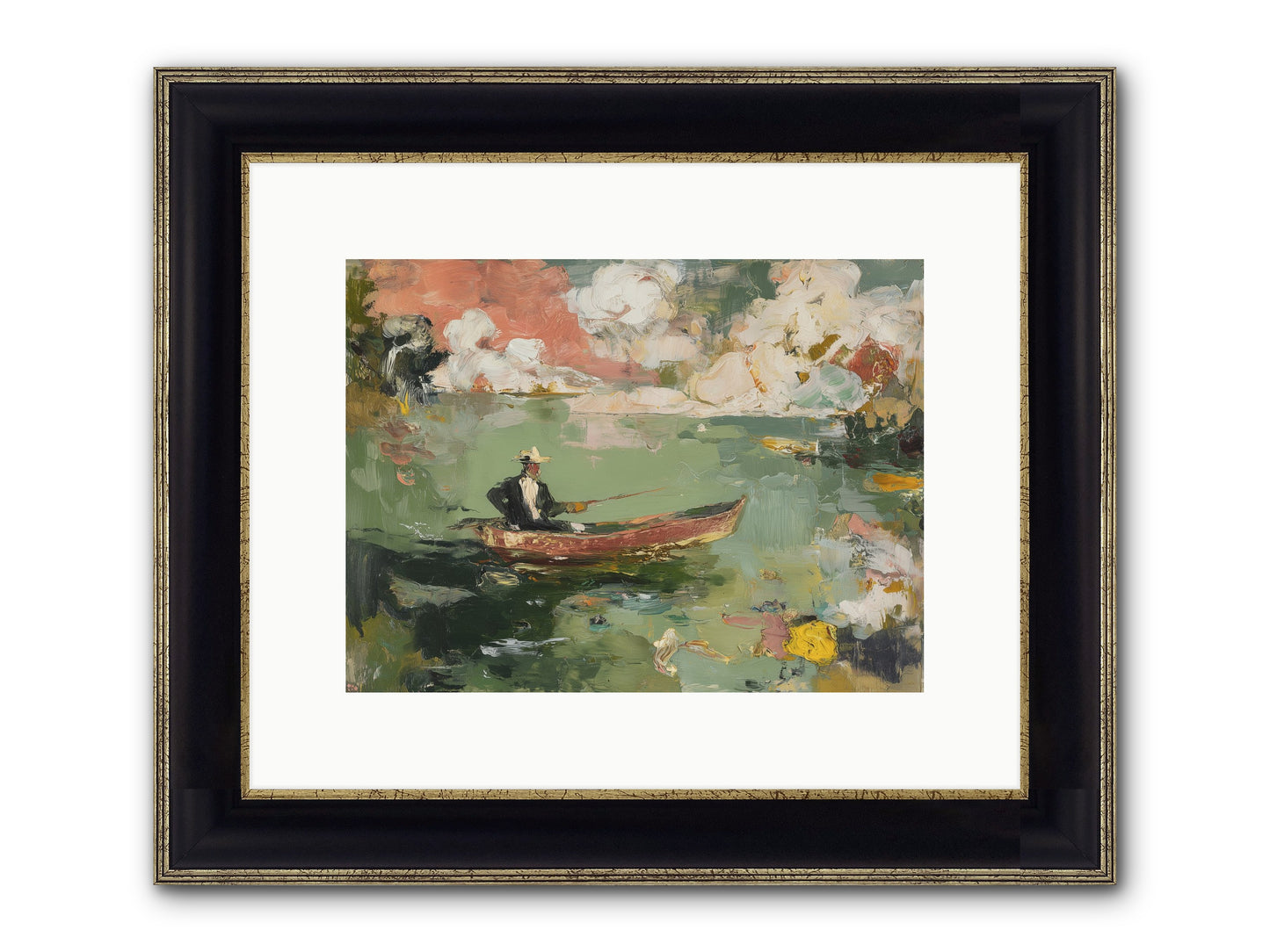 Single Ripple Framed Print - Black & Gold 12x9
