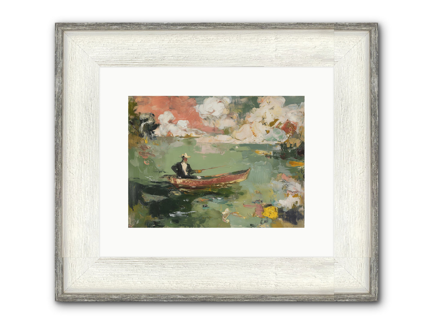 Single Ripple Framed Print - Driftwood White 12x9