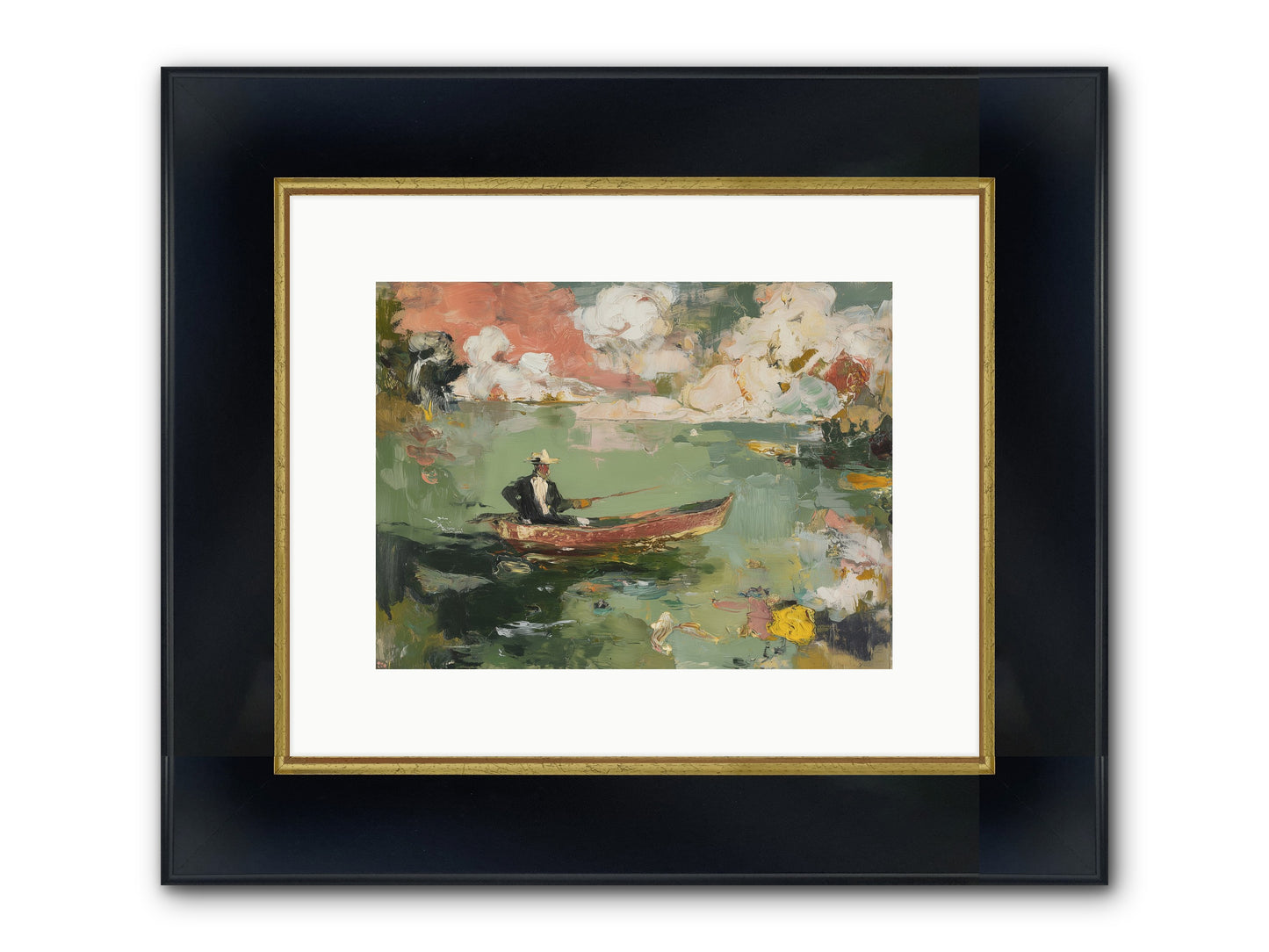 Single Ripple Framed Print - Wide Black w/Gold 12x9