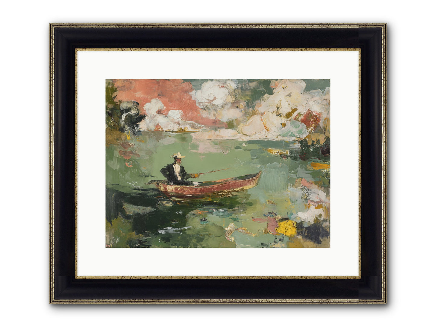 Single Ripple Framed Print - Black & Gold 16x12