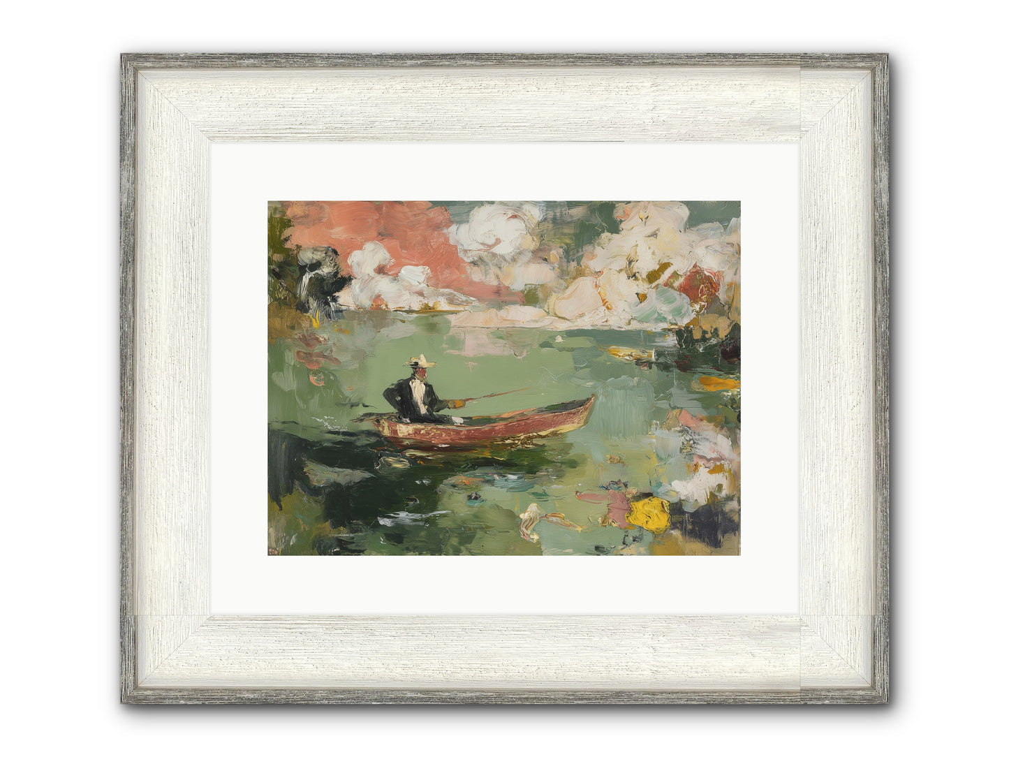 Single Ripple Framed Print - Driftwood White 16x12