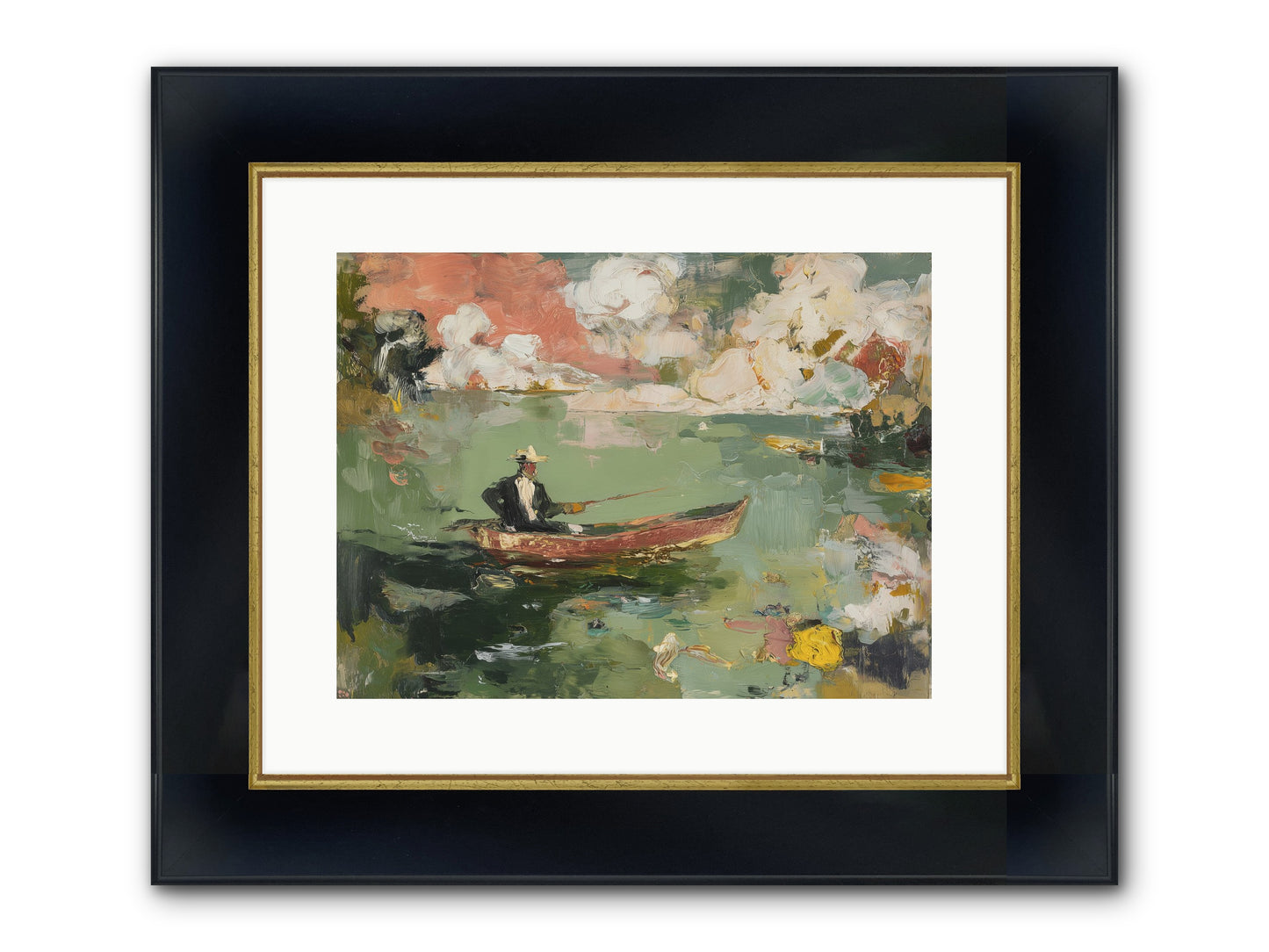 Single Ripple Framed Print - Wide Black w/Gold 16x12