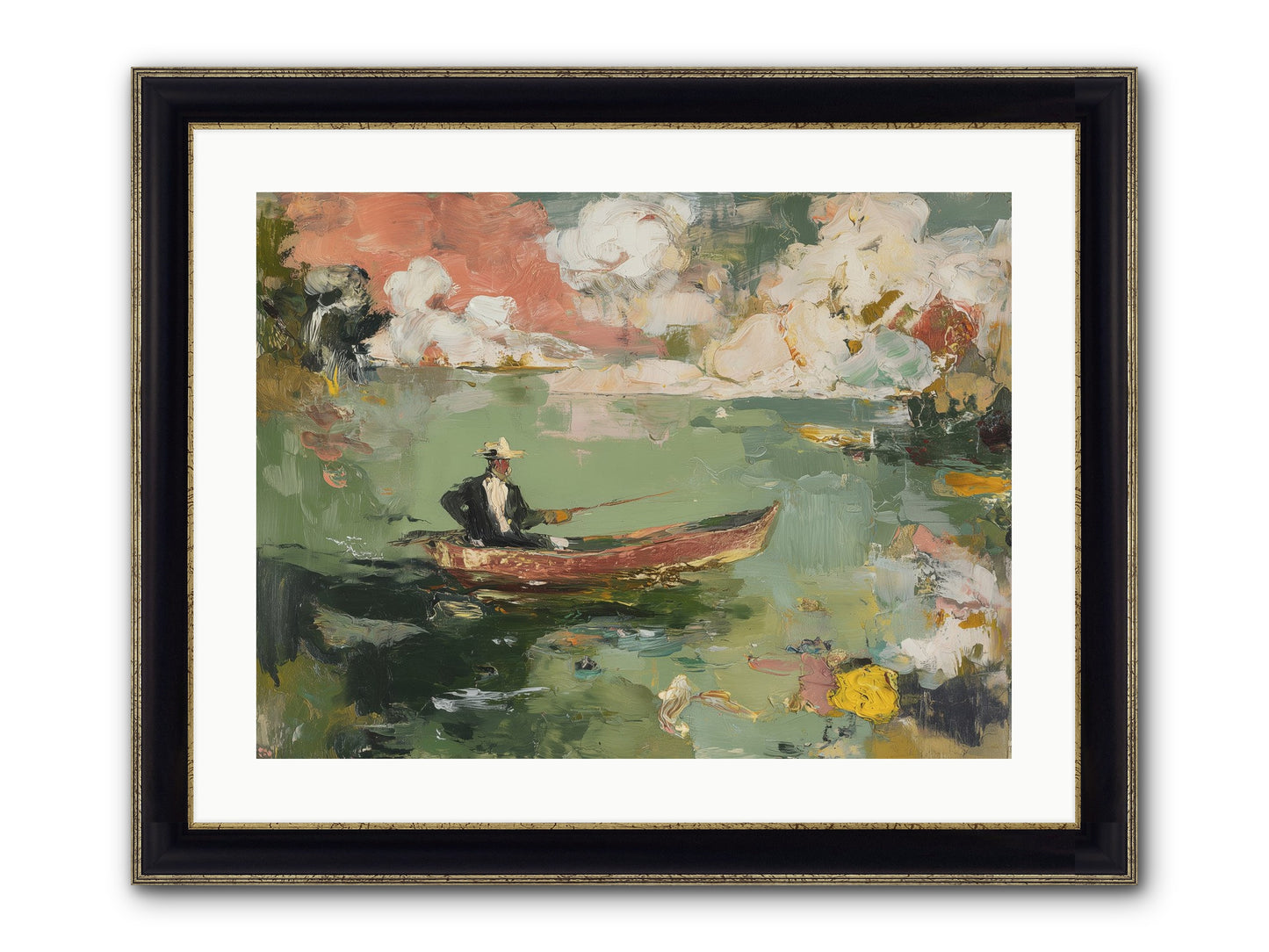 Single Ripple Framed Print - Black & Gold 24x18