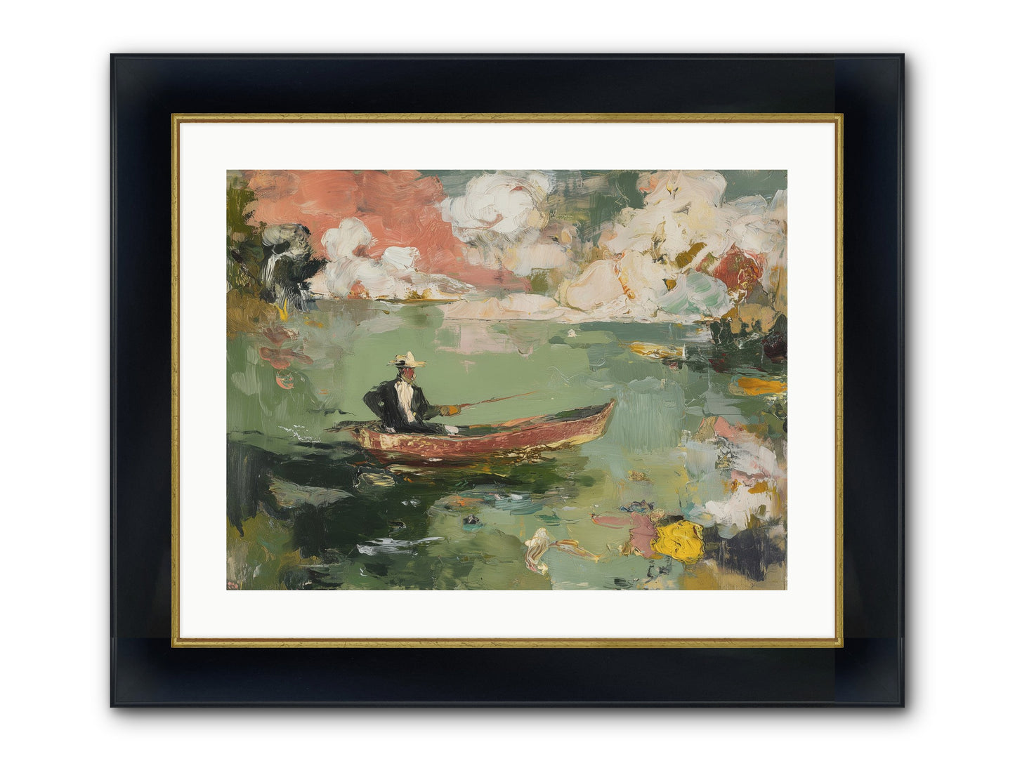 Single Ripple Framed Print - Wide Black w/Gold 24x18
