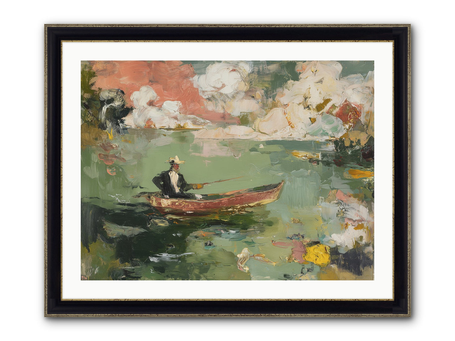 Single Ripple Framed Print - Black & Gold 32x24