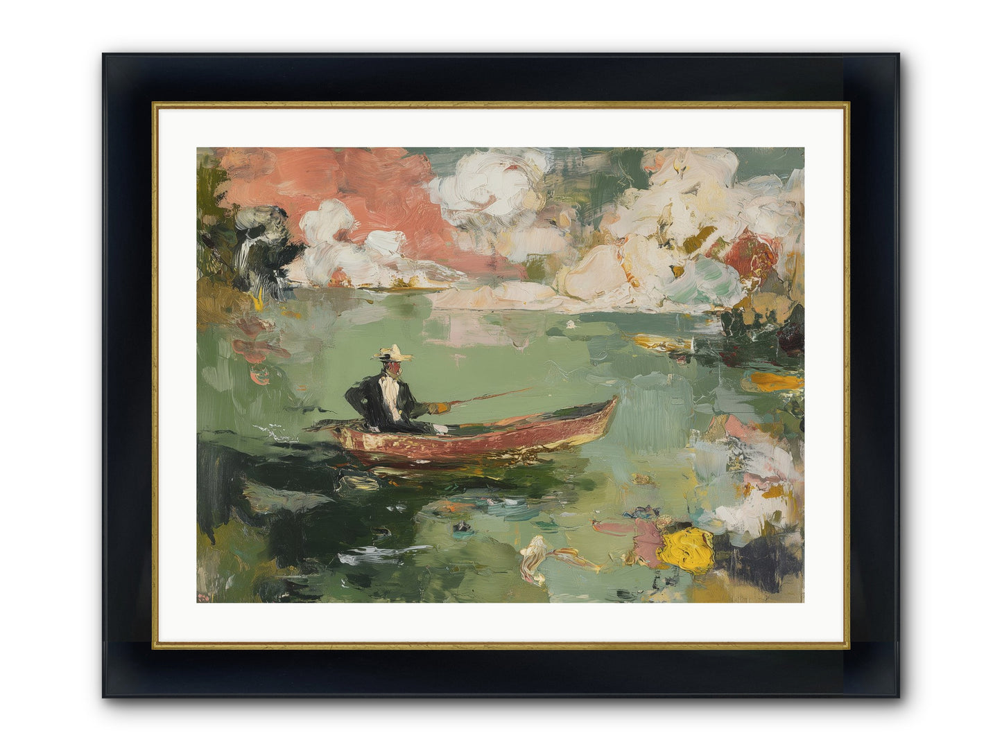 Single Ripple Framed Print - Wide Black w/Gold 32x24