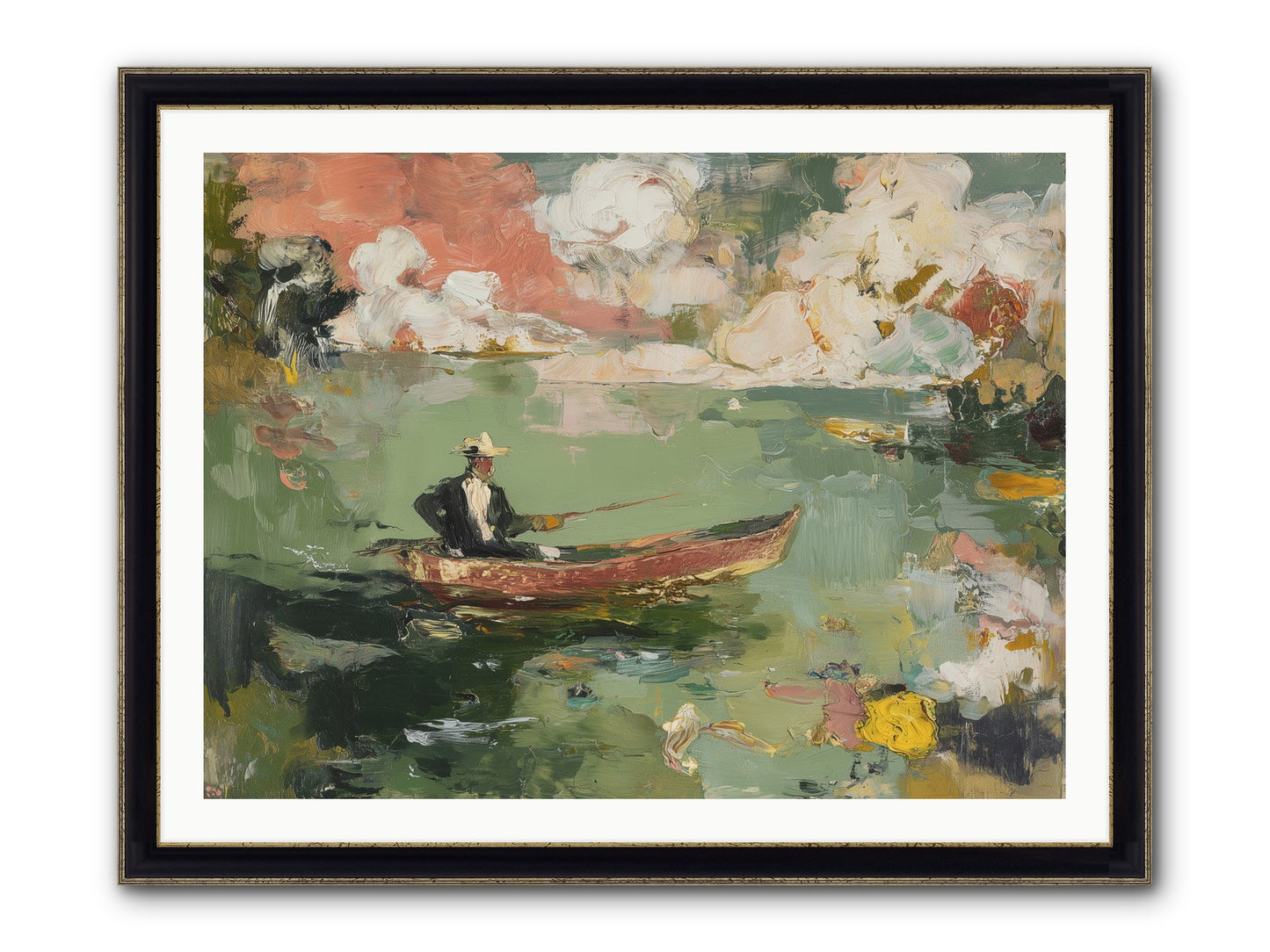 Single Ripple Framed Print - Black & Gold 40x30