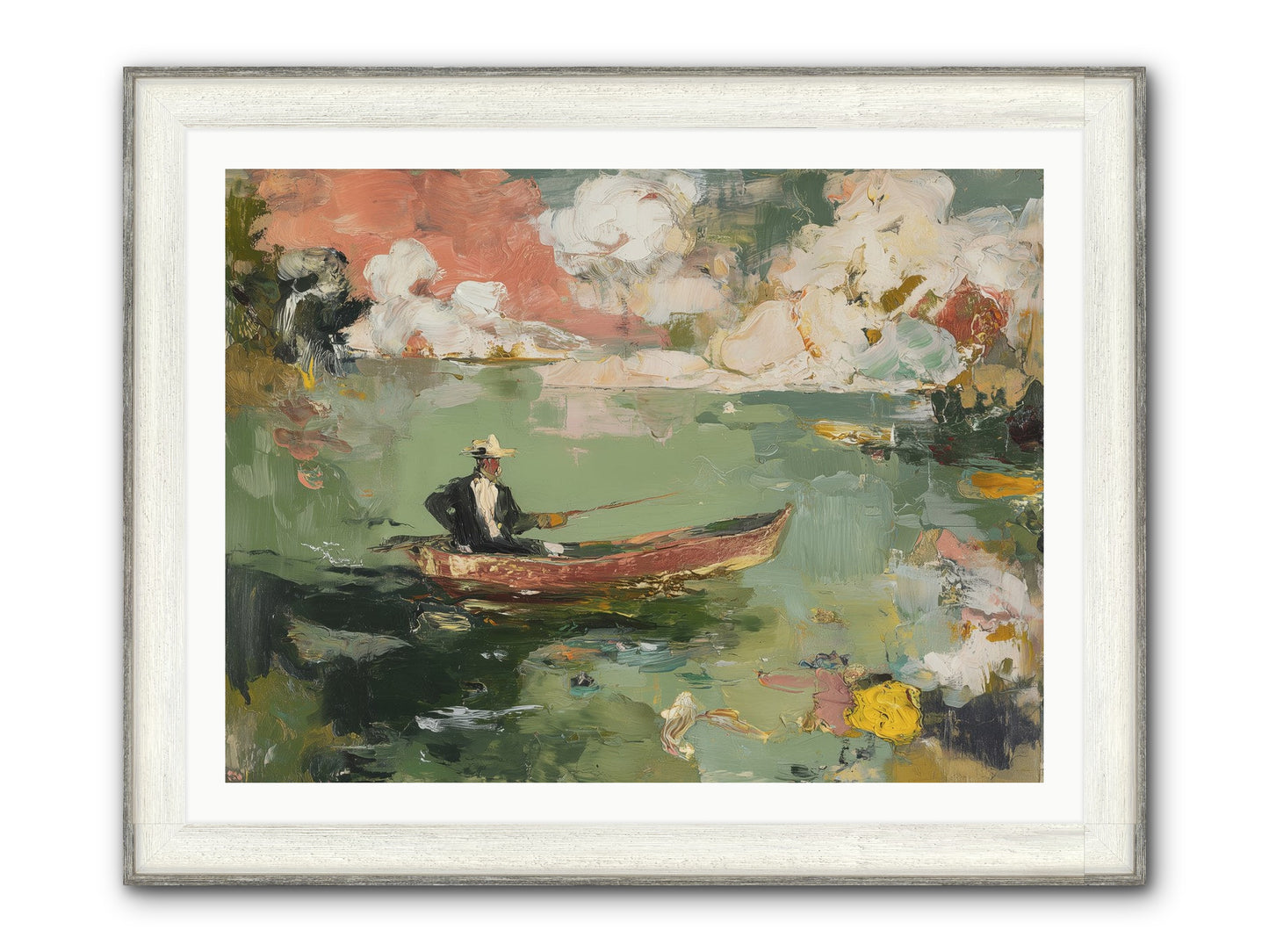 Single Ripple Framed Print - Driftwood White 40x30