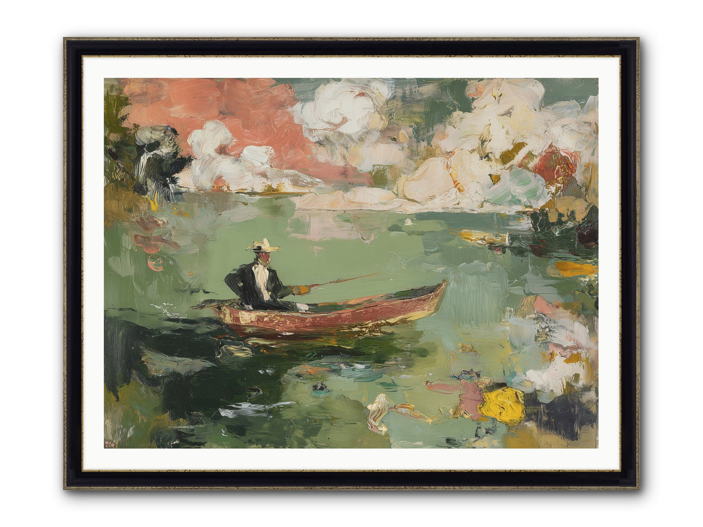 Single Ripple Framed Print - Black & Gold 48x36