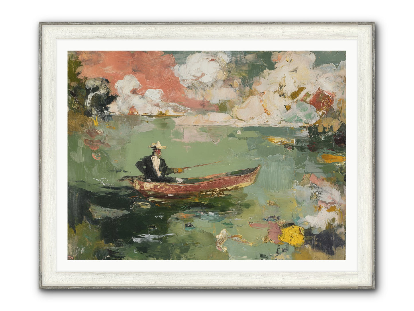 Single Ripple Framed Print - Driftwood White 48x36