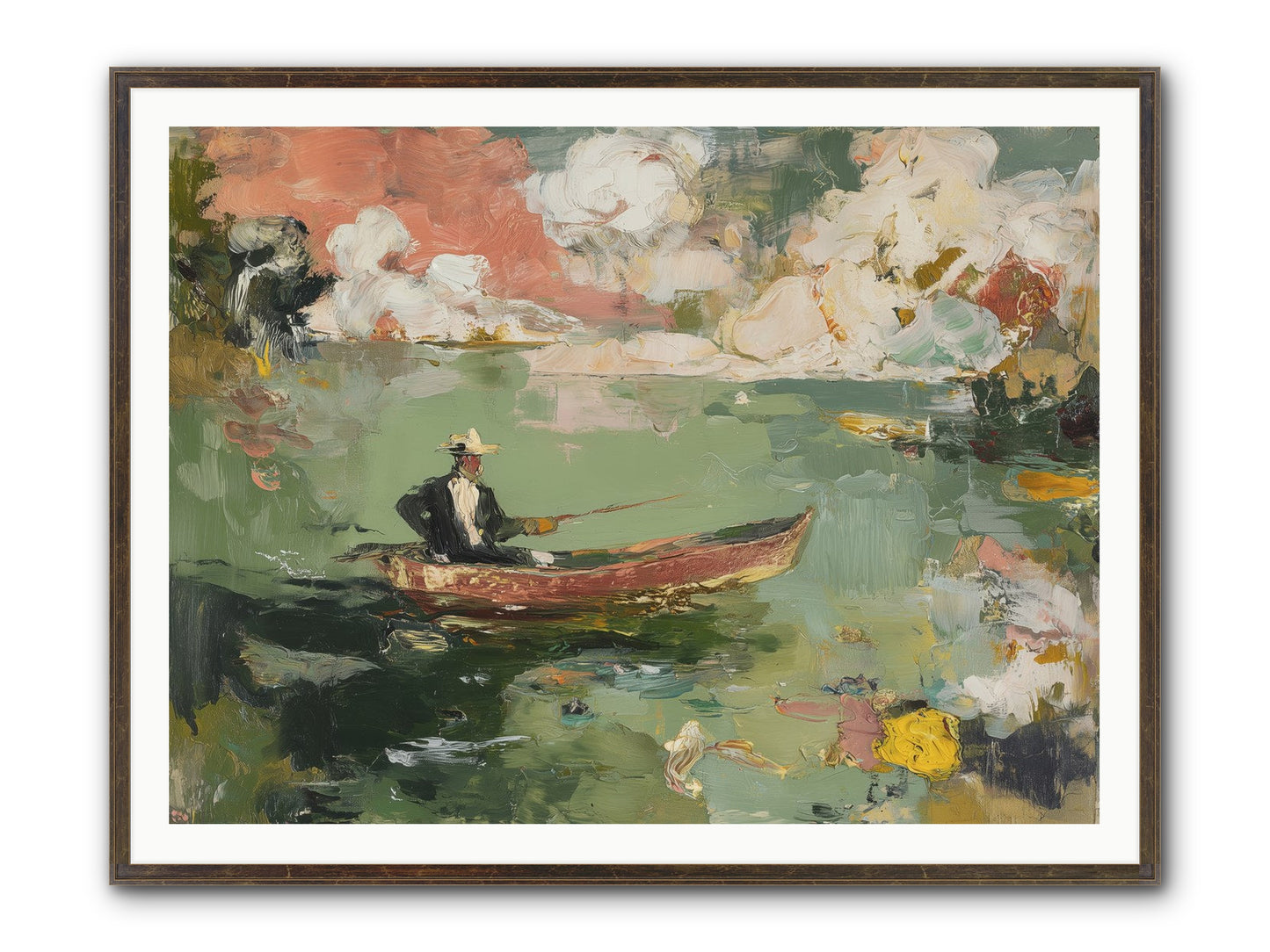 Single Ripple Framed Print - Slimwoods Black/Gold 48x36