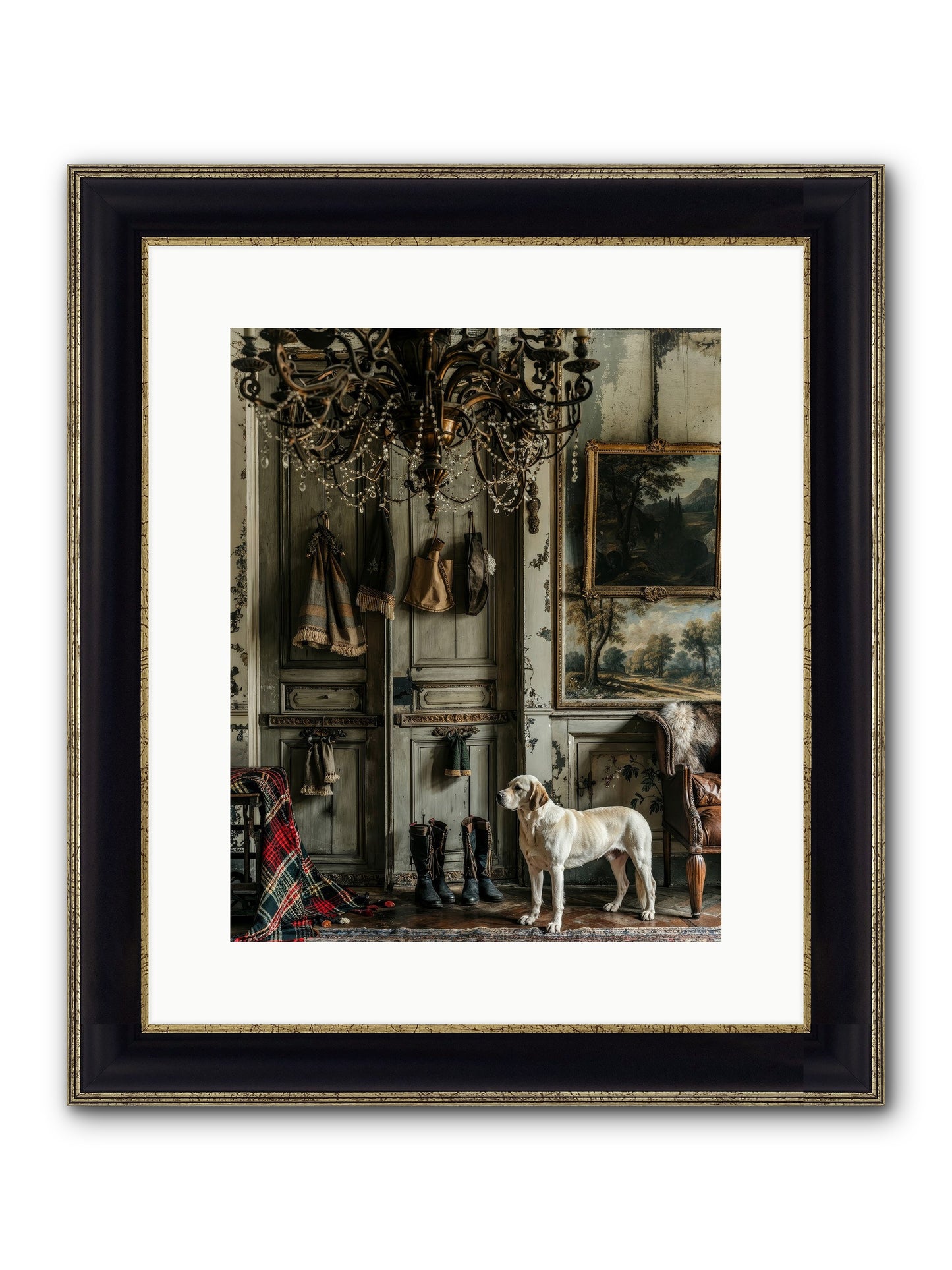 Sir Whiskers Von Snuggle Framed Print - Black & Gold 12x15
