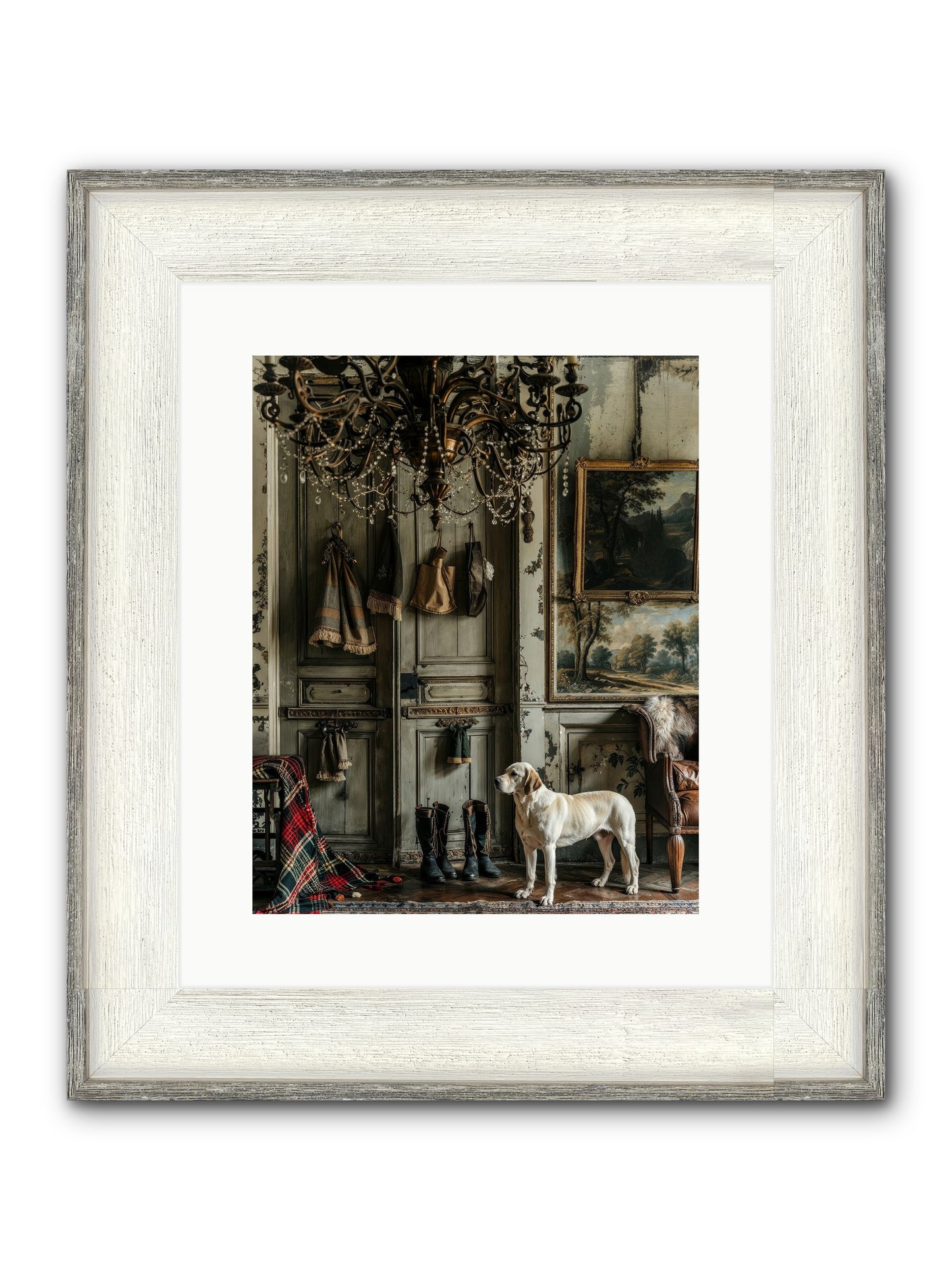 Sir Whiskers Von Snuggle Framed Print - Driftwood White 12x15