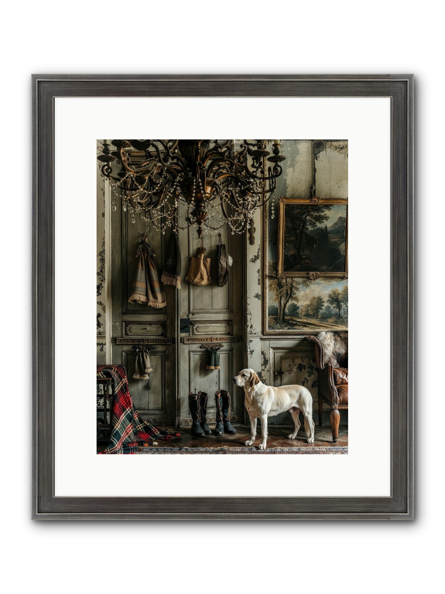 Sir Whiskers Von Snuggle Framed Print - Slimwoods Black/Silver 12x15
