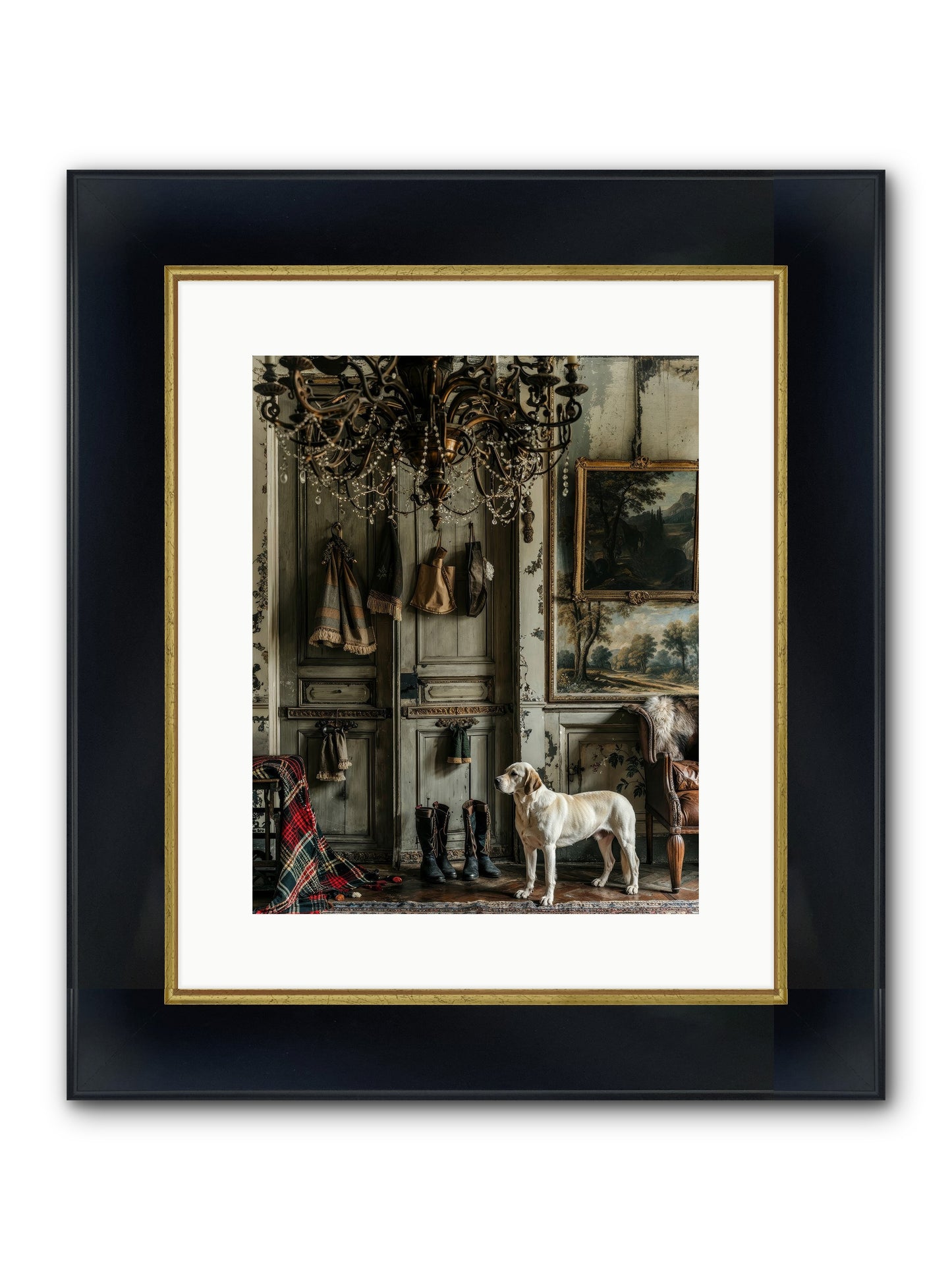 Sir Whiskers Von Snuggle Framed Print - Wide Black w/Gold 12x15