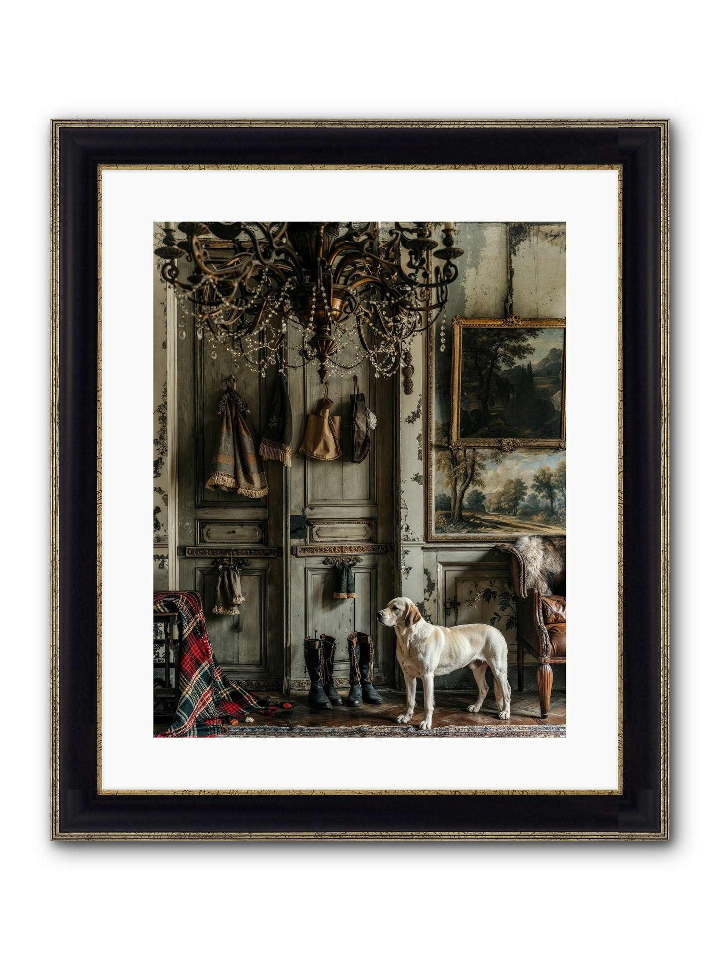 Sir Whiskers Von Snuggle Framed Print - Black & Gold 16x20