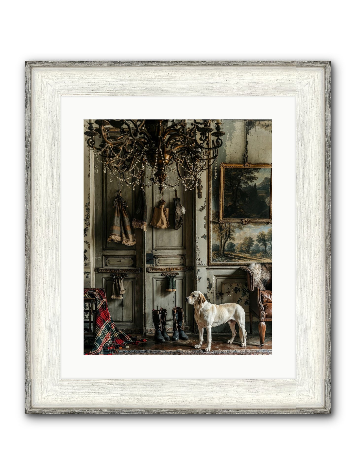 Sir Whiskers Von Snuggle Framed Print - Driftwood White 16x20