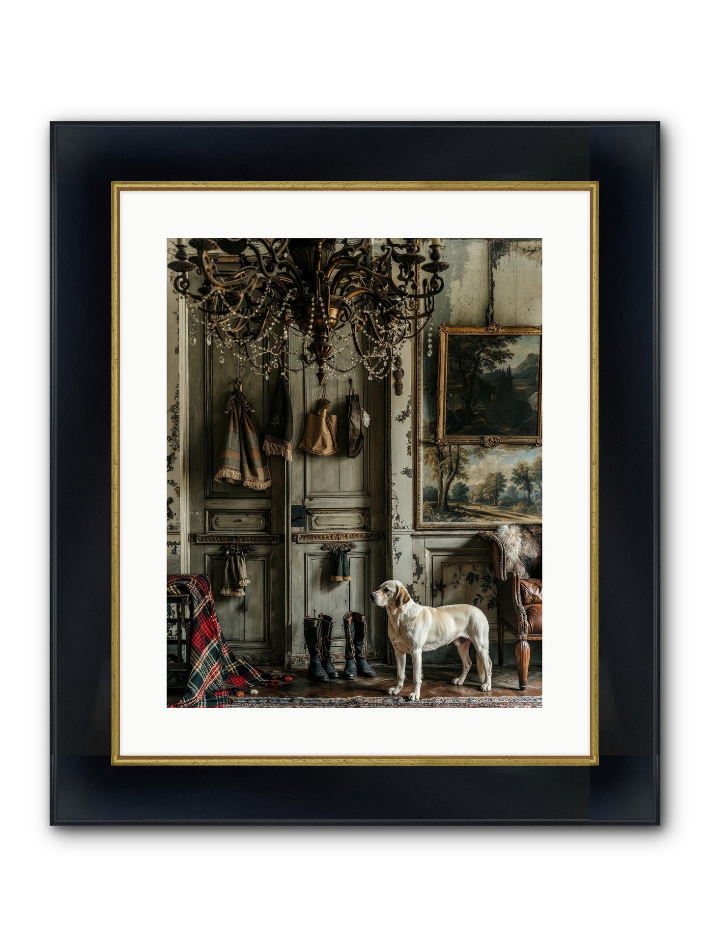 Sir Whiskers Von Snuggle Framed Print - Wide Black w/Gold 16x20