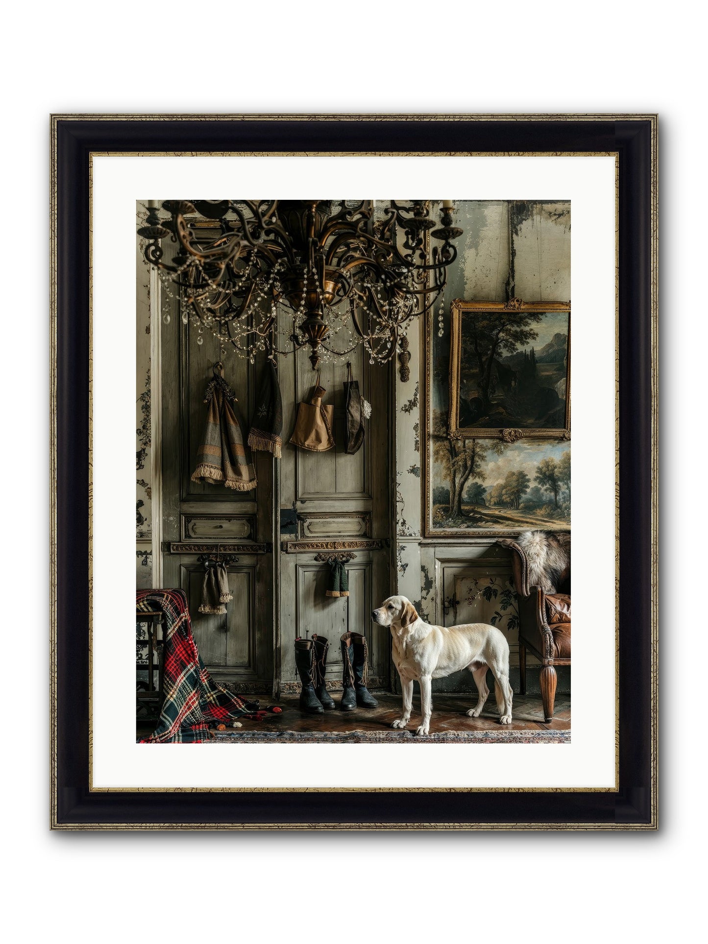 Sir Whiskers Von Snuggle Framed Print - Black & Gold 20x25