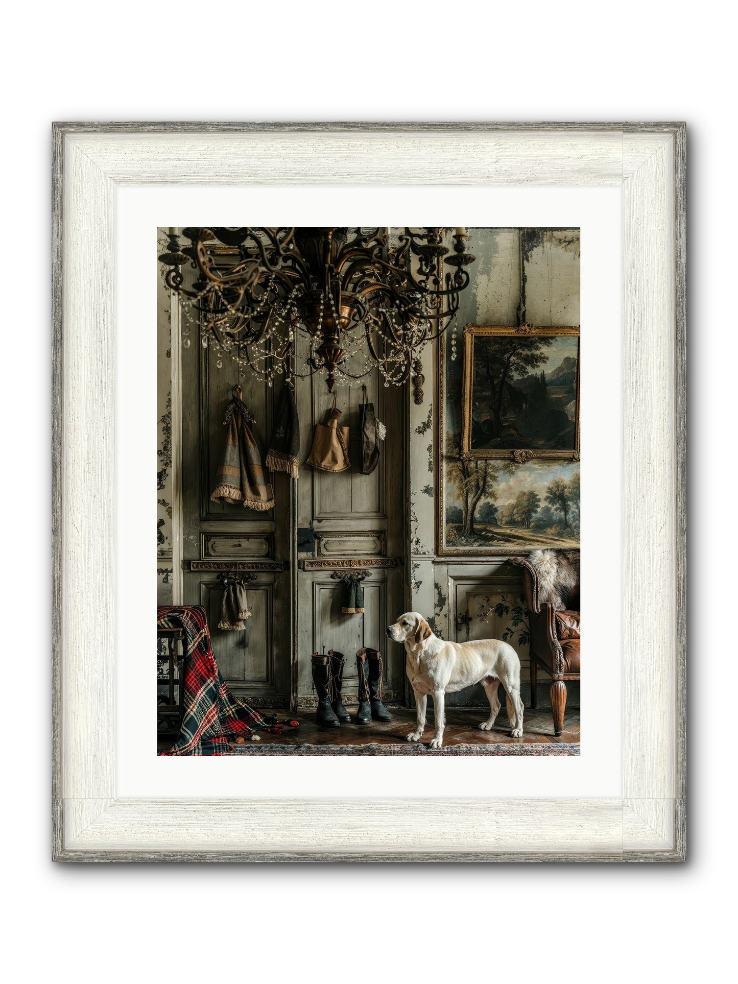 Sir Whiskers Von Snuggle Framed Print - Driftwood White 20x25