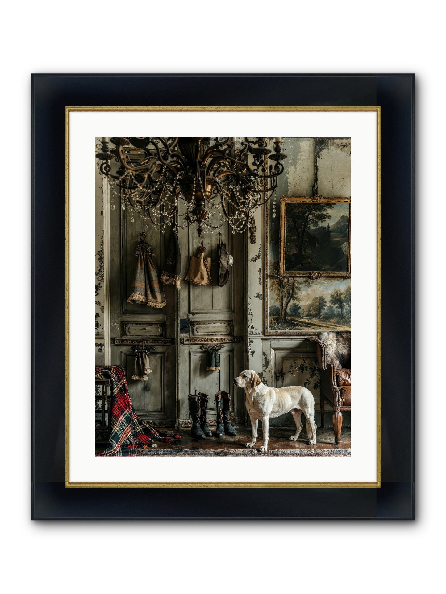 Sir Whiskers Von Snuggle Framed Print - Wide Black w/Gold 20x25