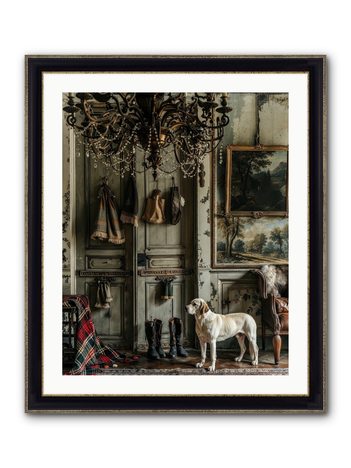 Sir Whiskers Von Snuggle Framed Print - Black & Gold 24x30