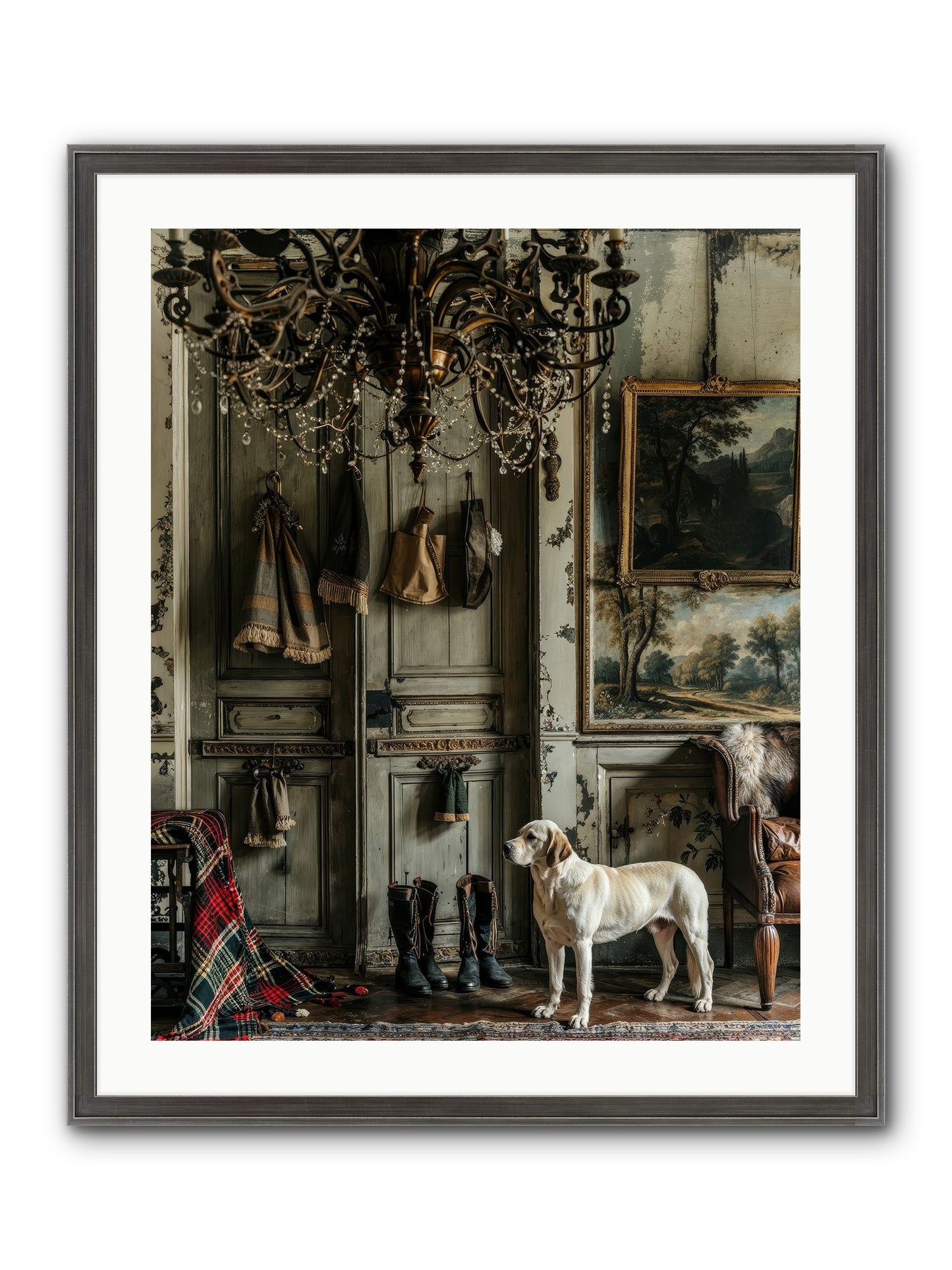 Sir Whiskers Von Snuggle Framed Print - Slimwoods Black/Silver 24x30