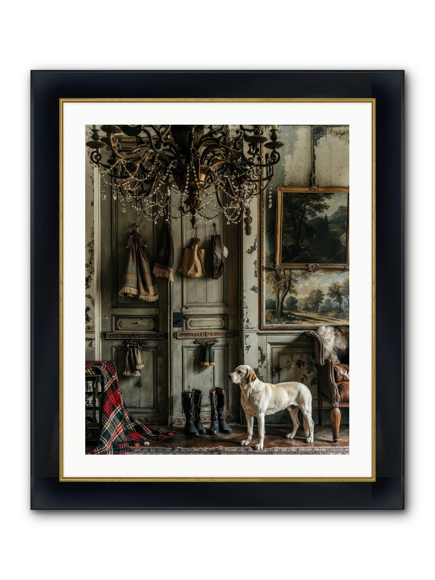 Sir Whiskers Von Snuggle Framed Print - Wide Black w/Gold 24x30