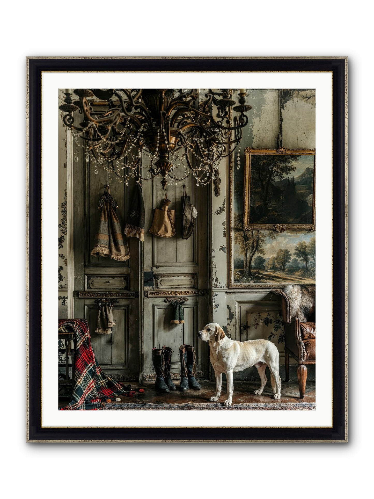 Sir Whiskers Von Snuggle Framed Print - Black & Gold 32x40