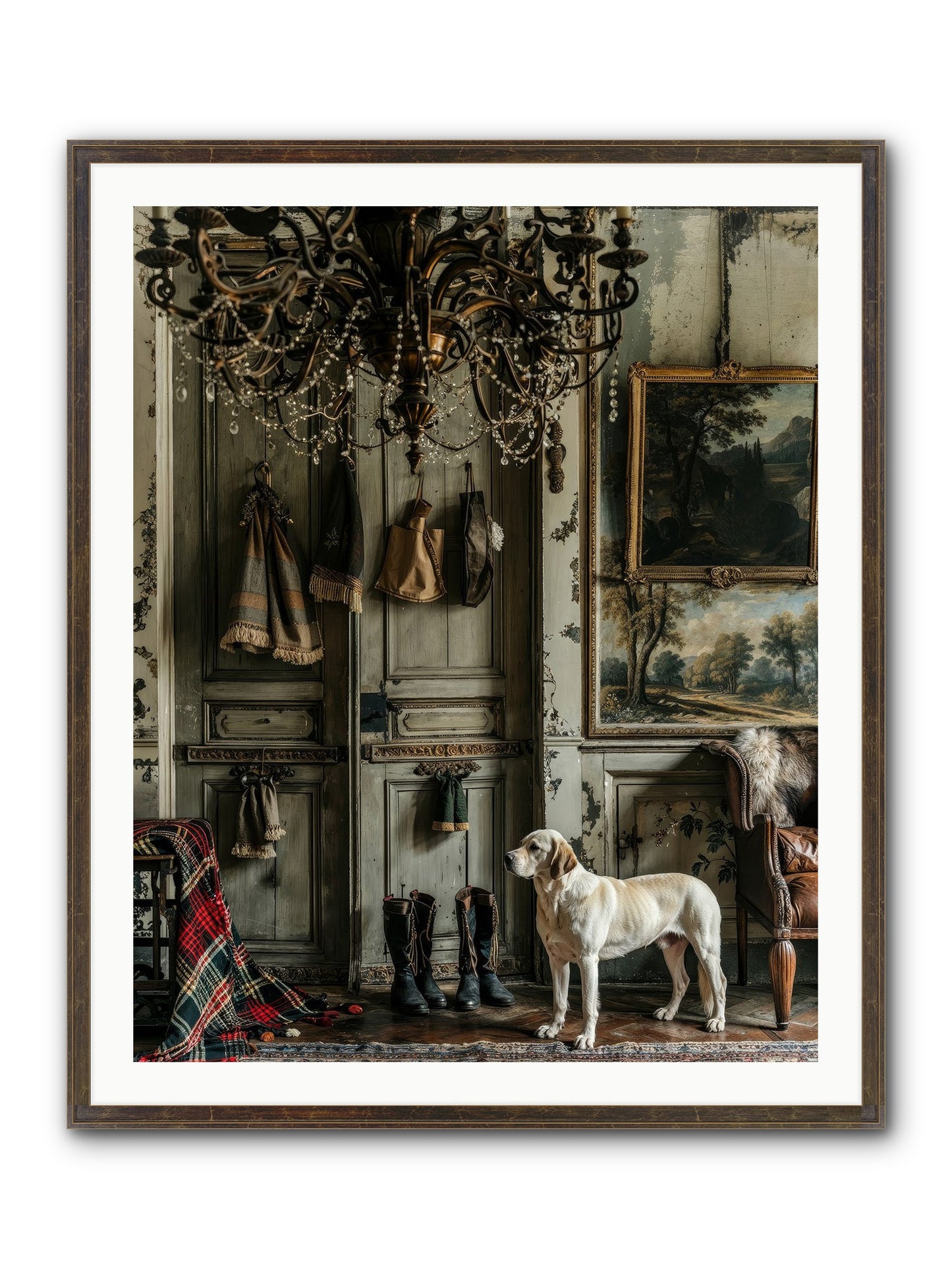 Sir Whiskers Von Snuggle Framed Print - Slimwoods Black/Gold 32x40