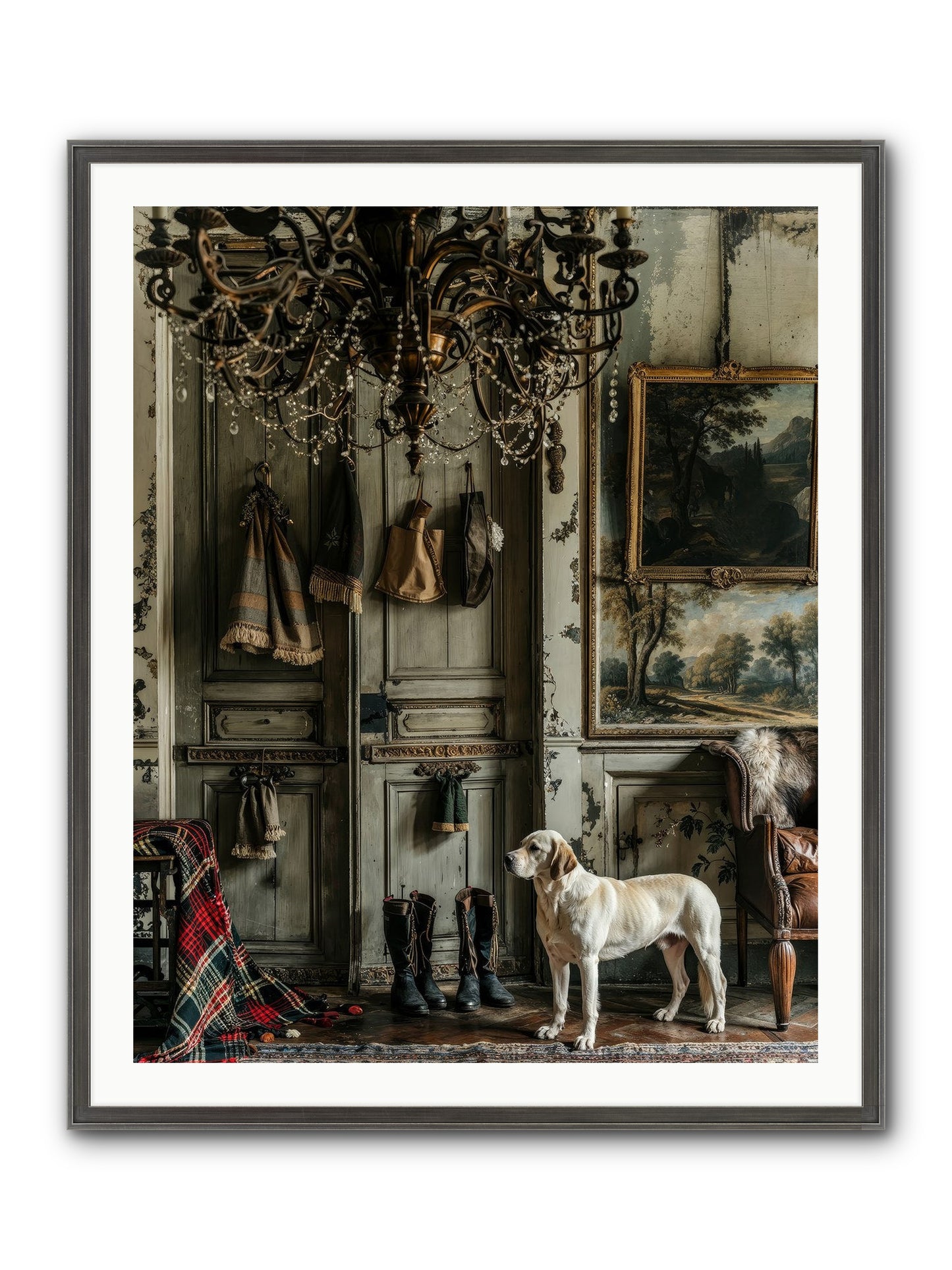 Sir Whiskers Von Snuggle Framed Print - Slimwoods Black/Silver 32x40