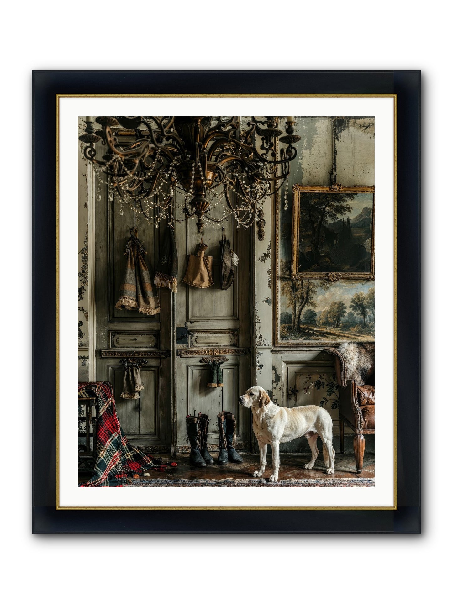 Sir Whiskers Von Snuggle Framed Print - Wide Black w/Gold 32x40