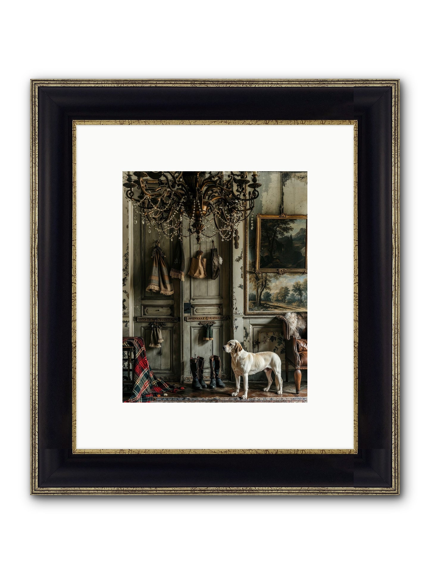 Sir Whiskers Von Snuggle Framed Print - Black & Gold 8x10