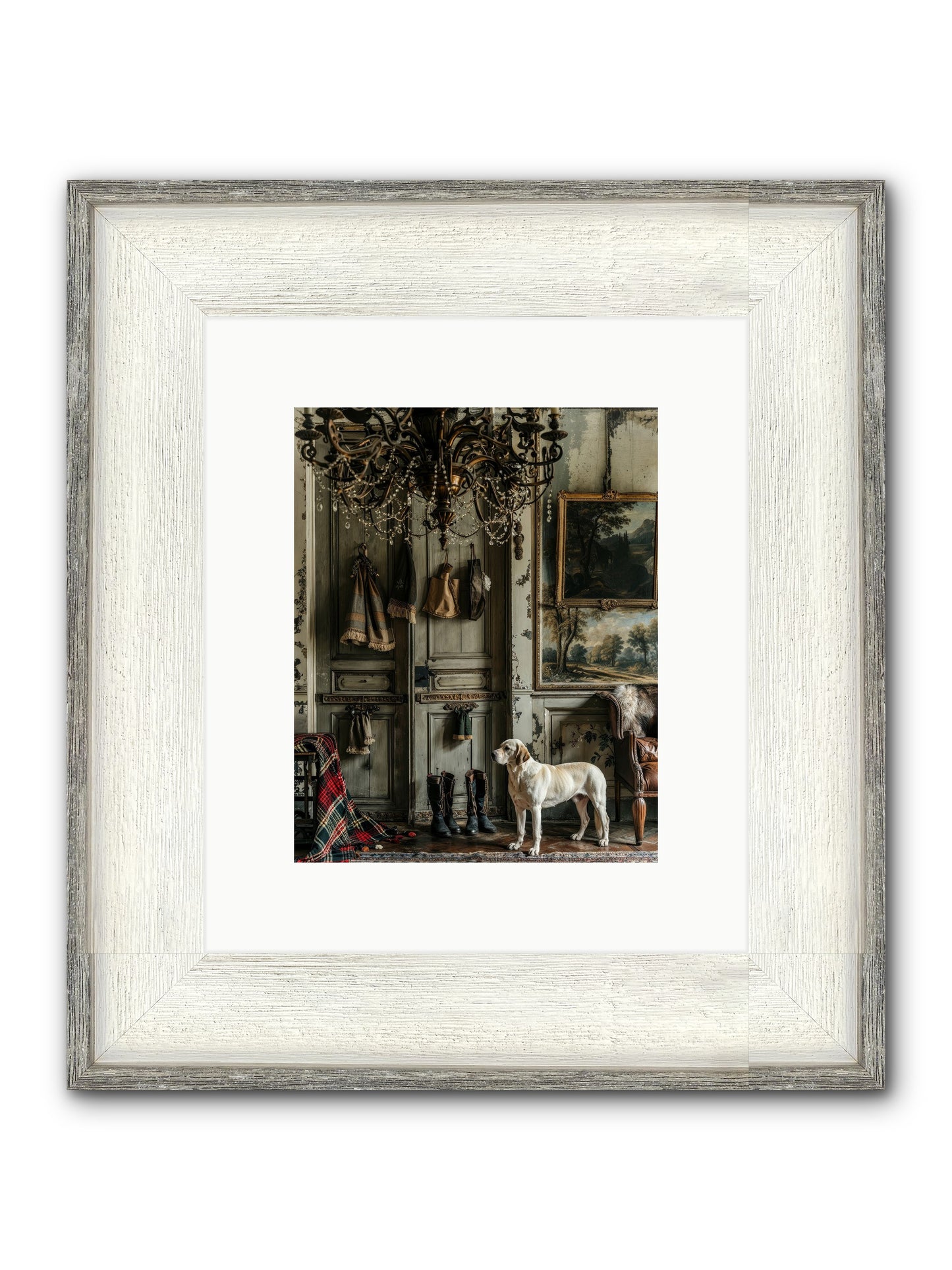 Sir Whiskers Von Snuggle Framed Print - Driftwood White 8x10