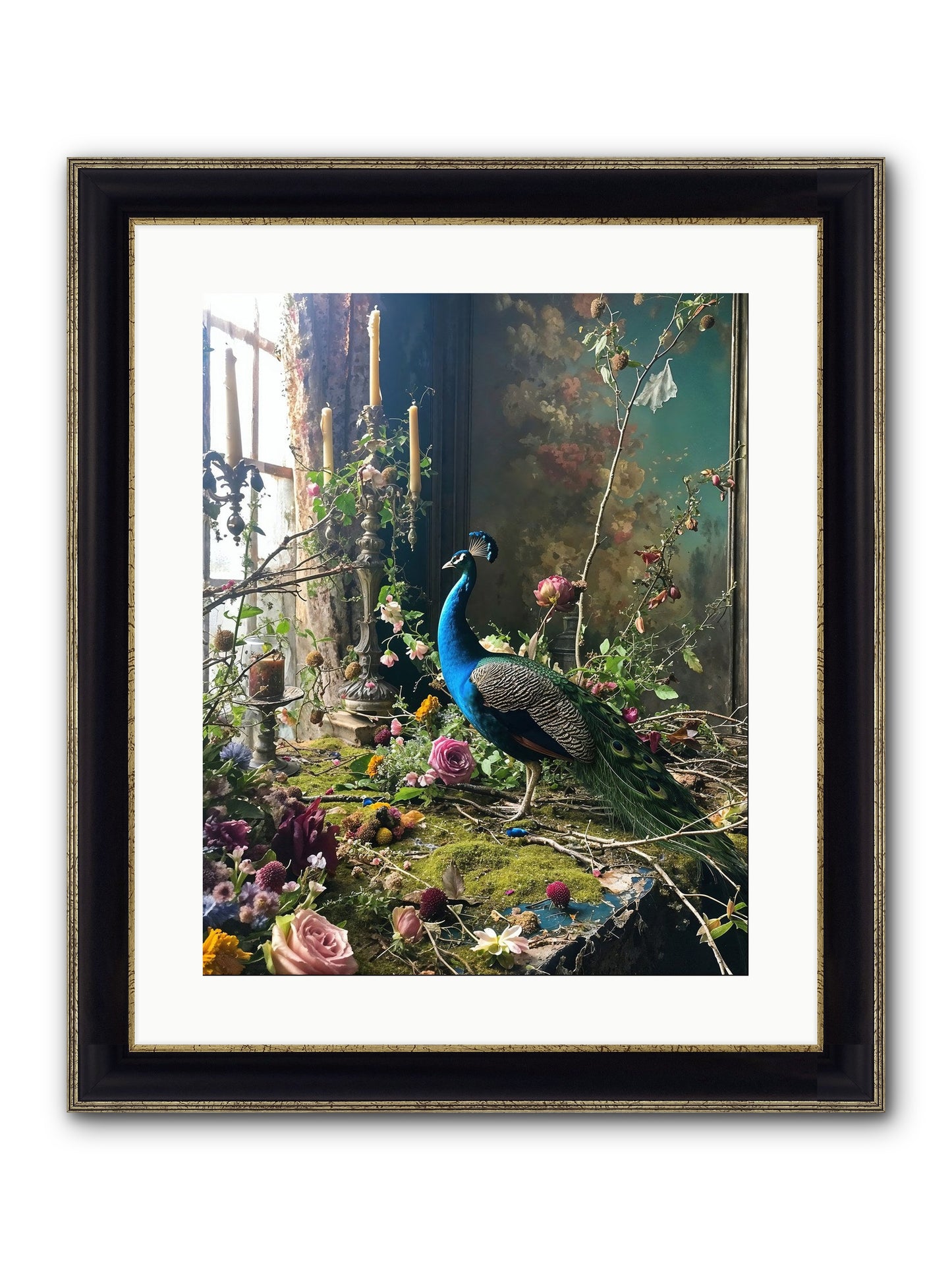 Siren Of The Gardens Framed Print - Black & Gold 16x20
