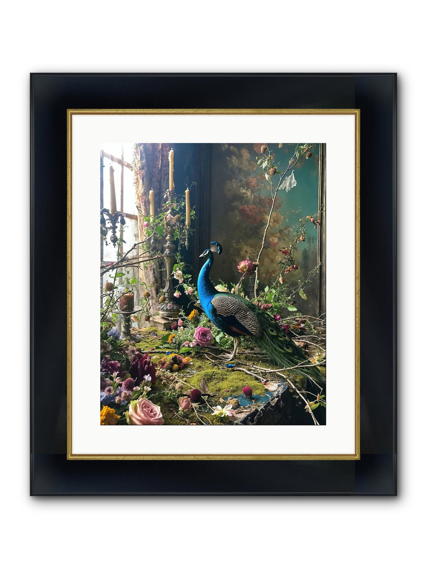 Siren Of The Gardens Framed Print - Wide Black w/Gold 16x20