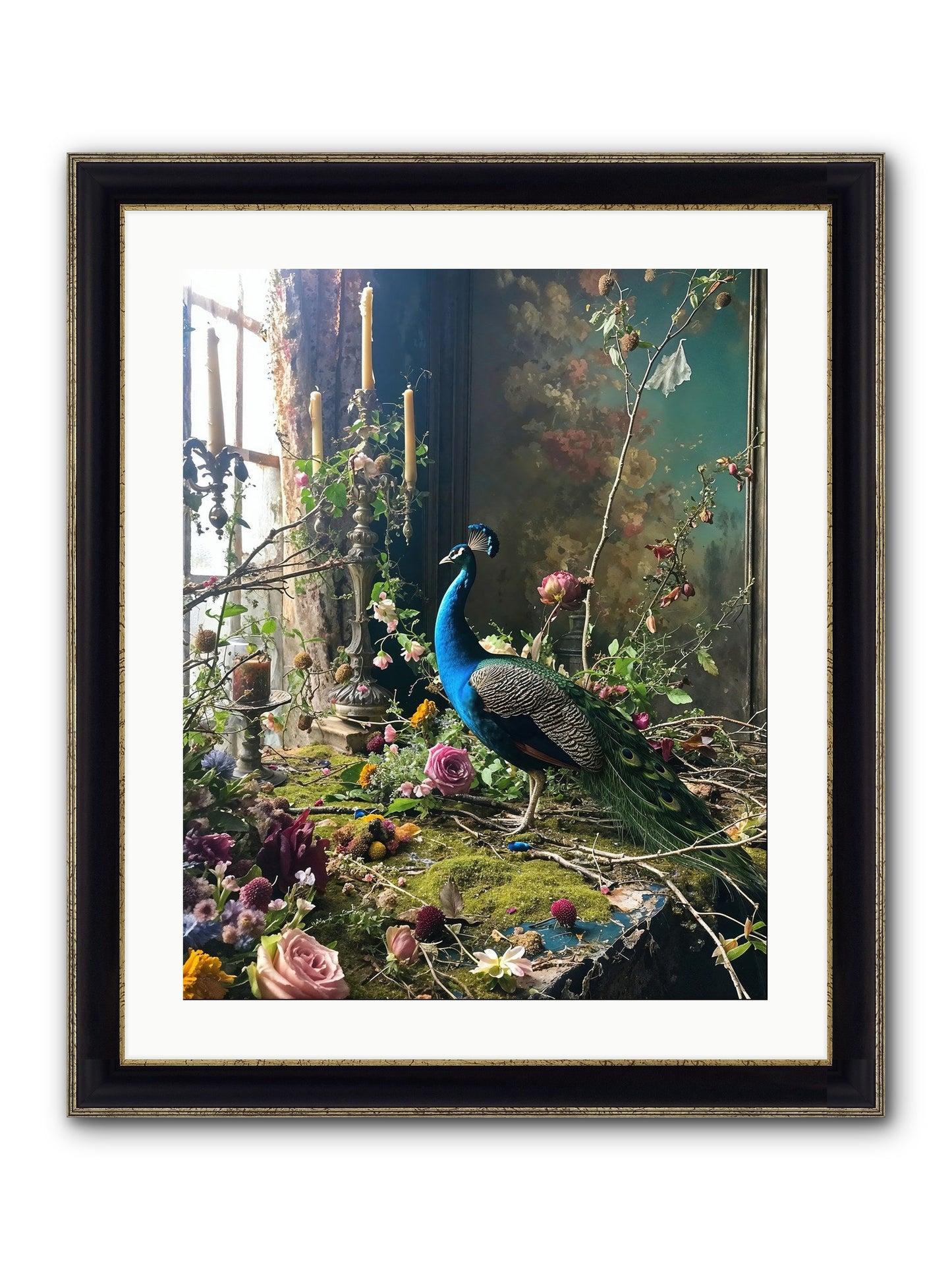 Siren Of The Gardens Framed Print - Black & Gold 20x25