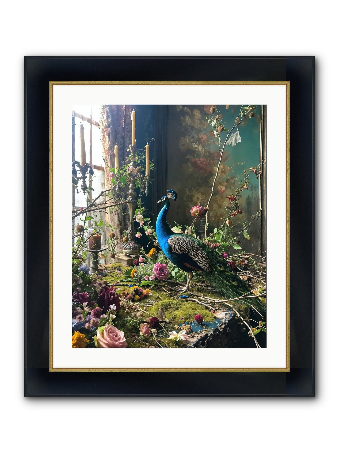 Siren Of The Gardens Framed Print - Wide Black w/Gold 20x25