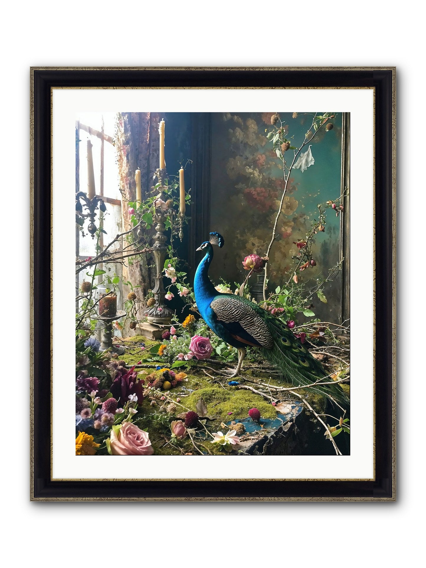 Siren Of The Gardens Framed Print - Black & Gold 24x30