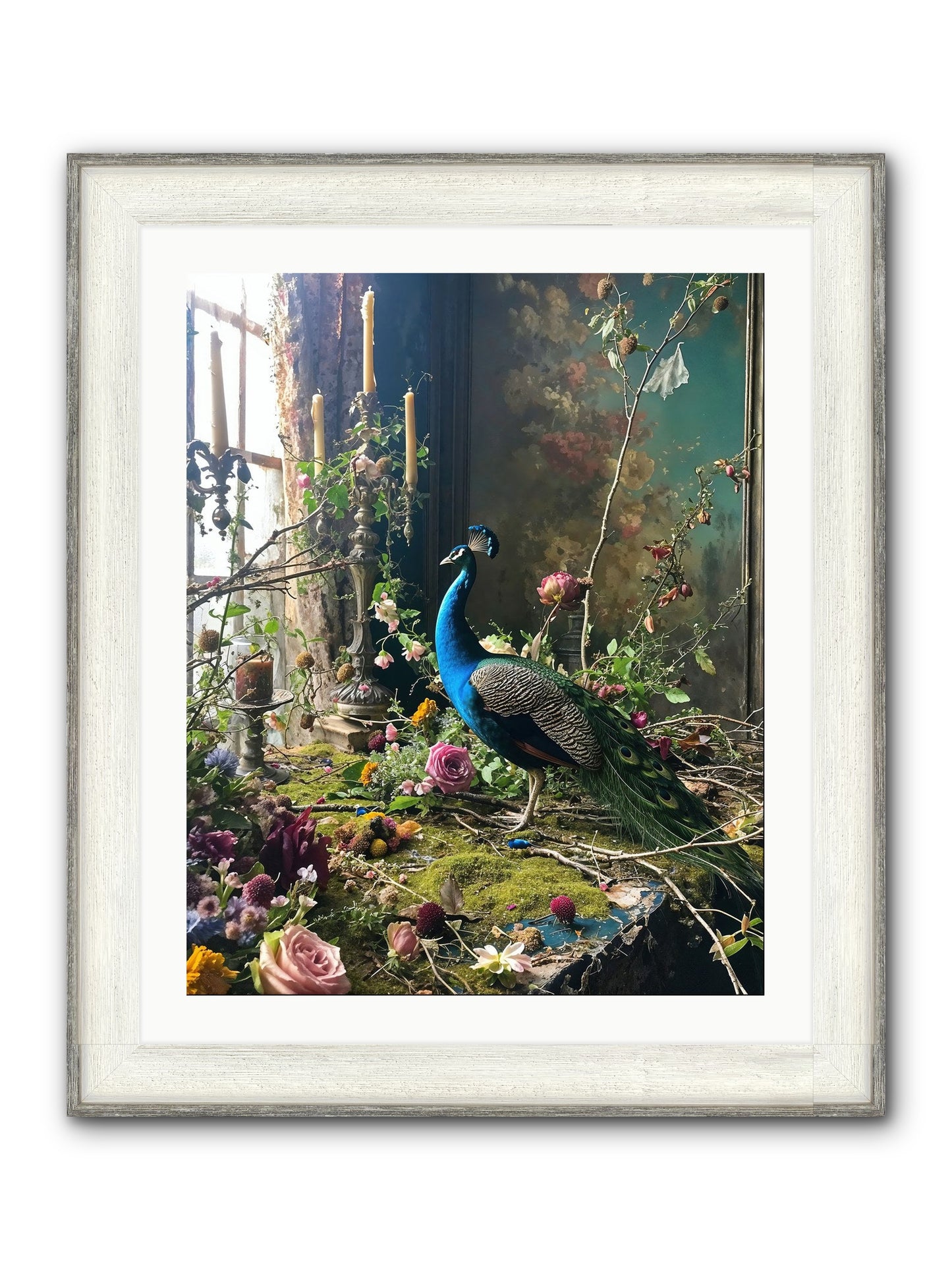 Siren Of The Gardens Framed Print - Driftwood White 24x30