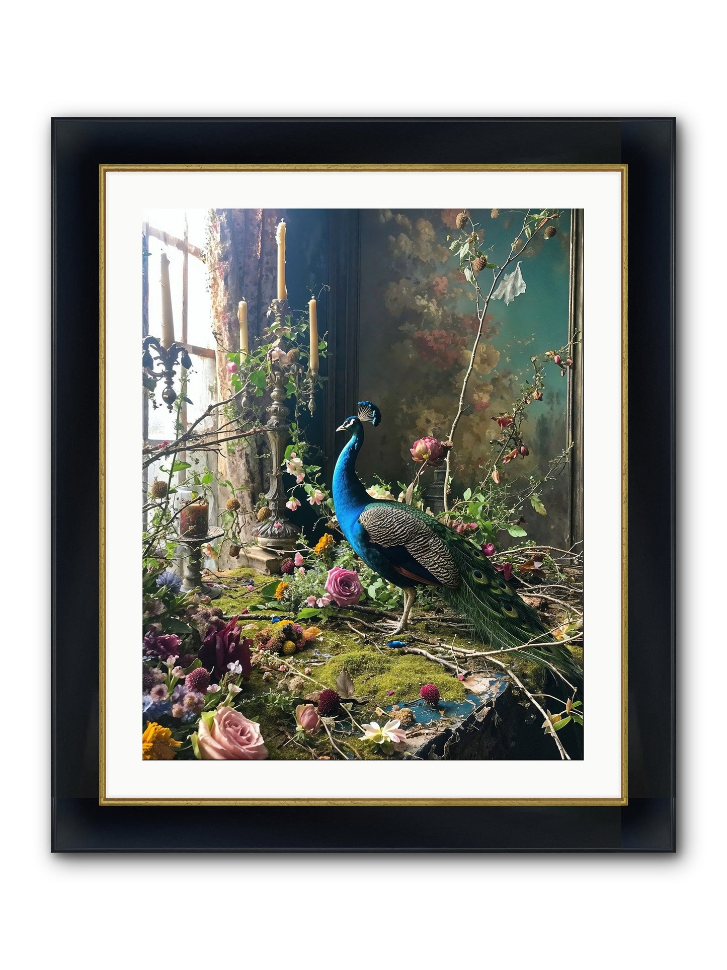 Siren Of The Gardens Framed Print - Wide Black w/Gold 24x30