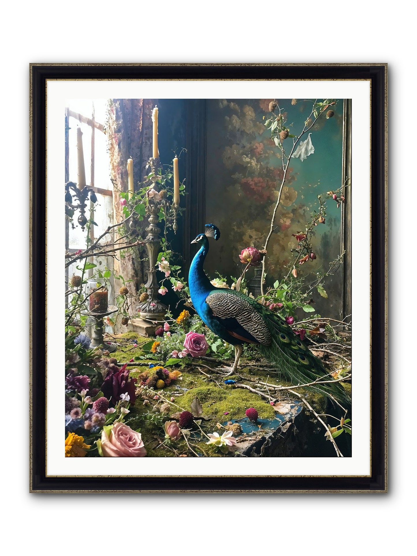 Siren Of The Gardens Framed Print - Black & Gold 32x40