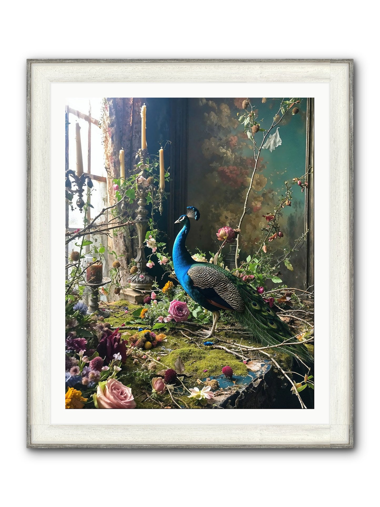 Siren Of The Gardens Framed Print - Driftwood White 32x40