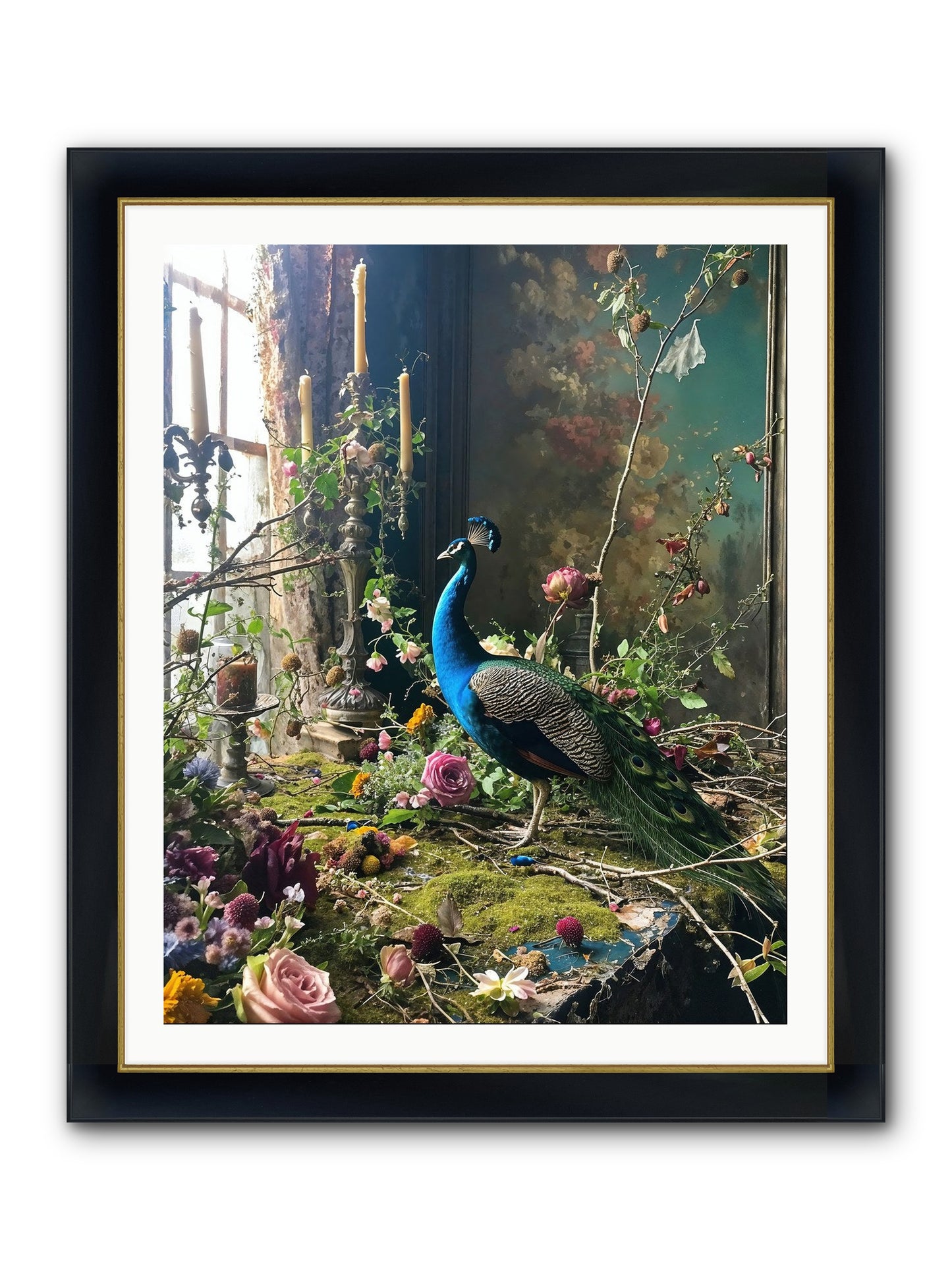 Siren Of The Gardens Framed Print - Wide Black w/Gold 32x40