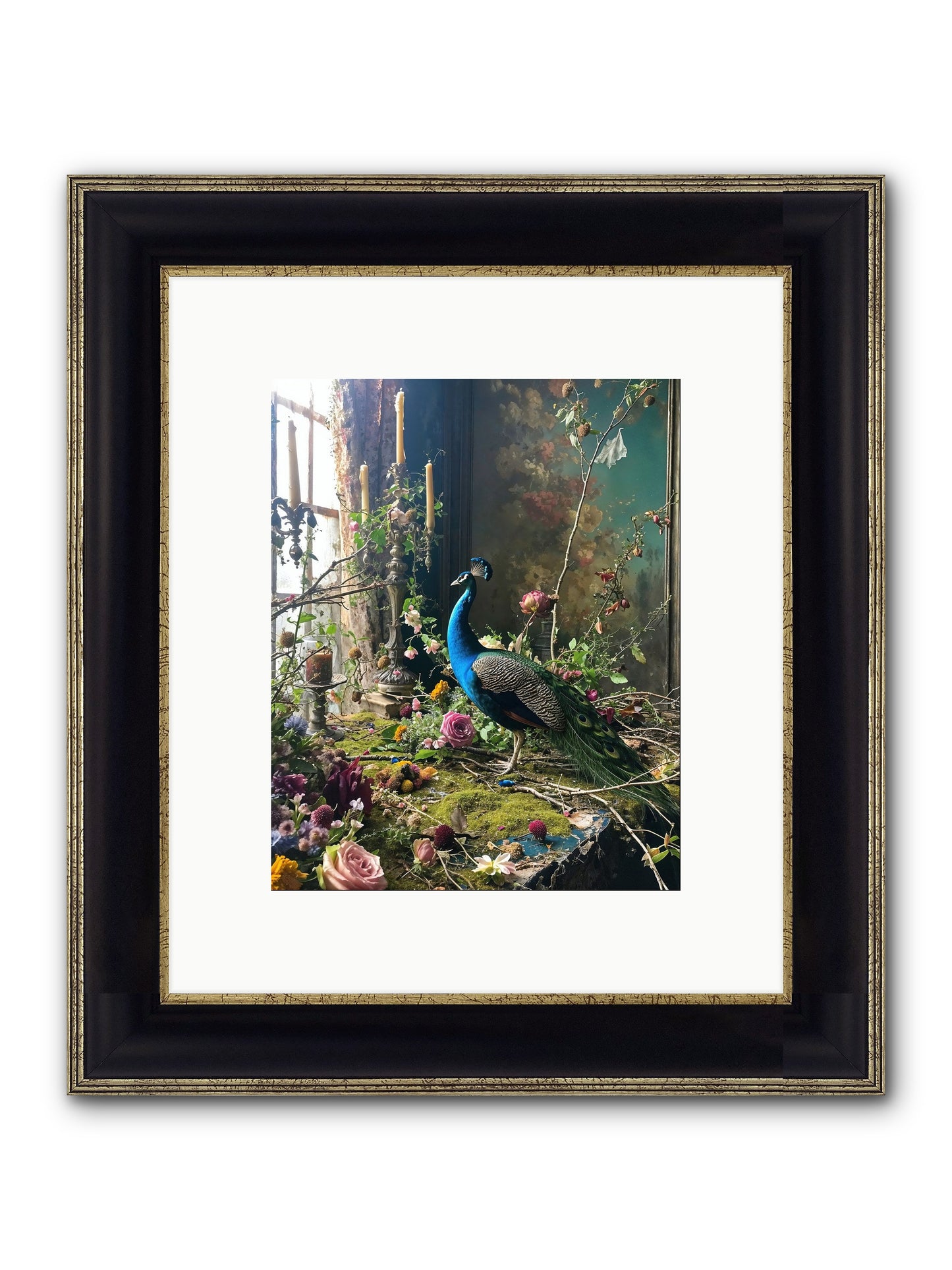 Siren Of The Gardens Framed Print - Black & Gold 8x10